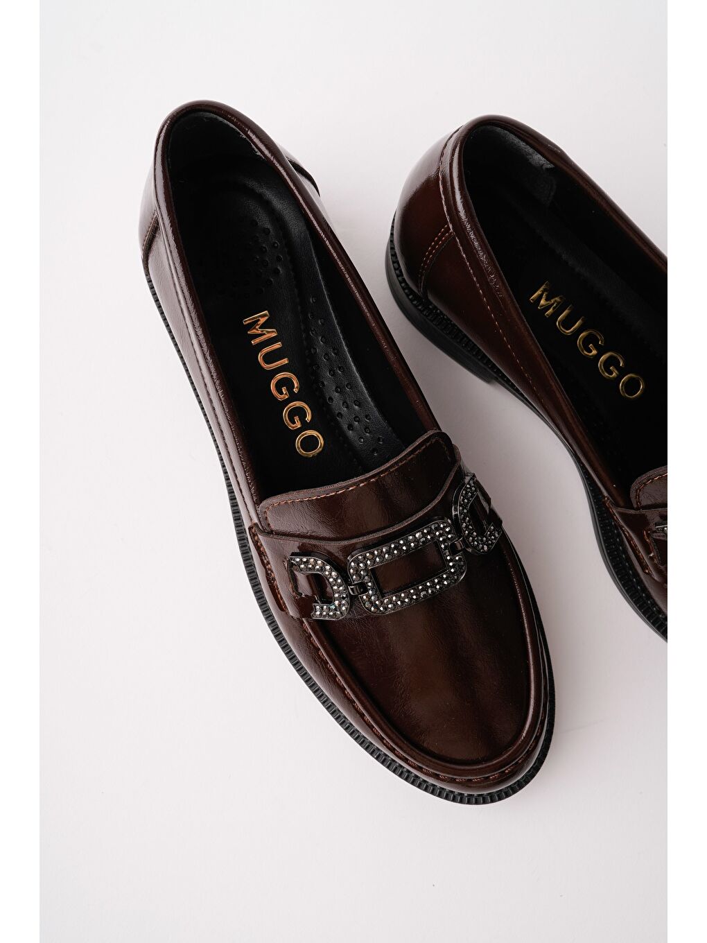 Kahverengi ARVEN Metal Tokalı Taş Detaylı Günlük Kadın Günlük Loafer Ayakkabı-4