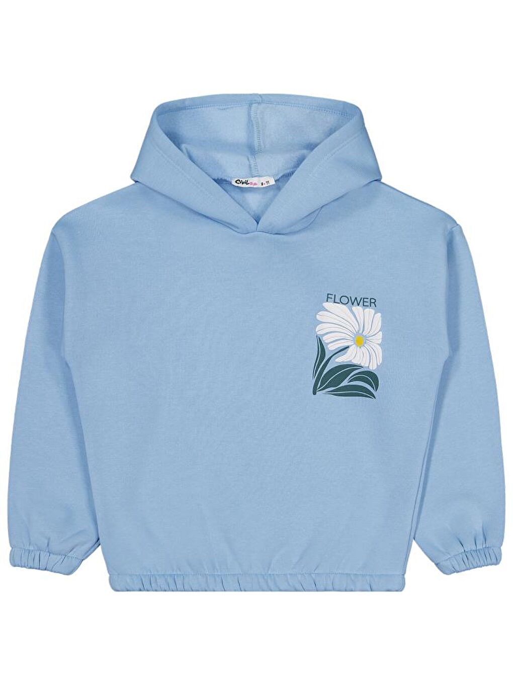 Mavi Kız Çocuk Flower Baskılı 6-9 Yaş Sweatshirt