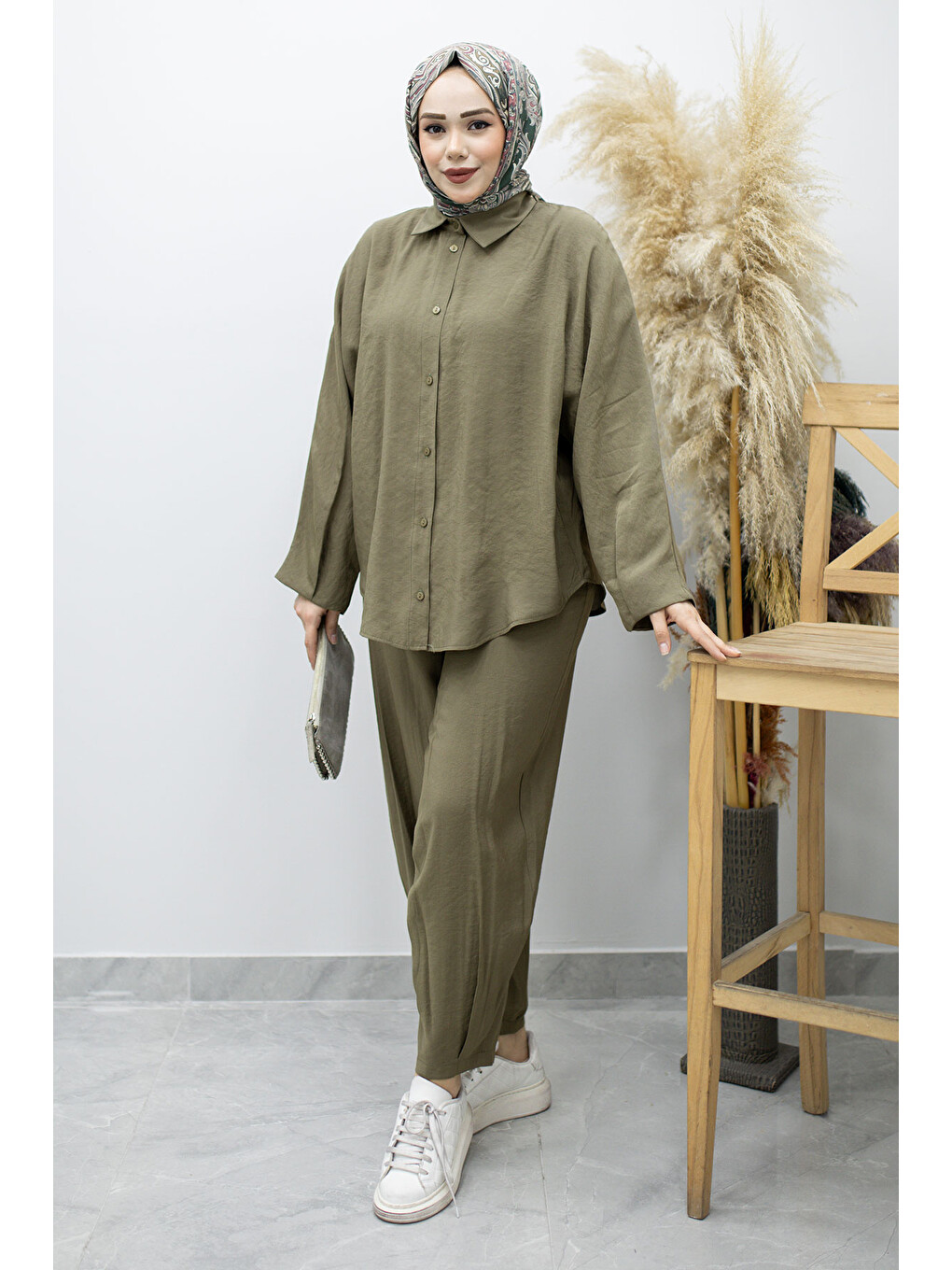 Oversize İkili Takım TSD260190 Haki