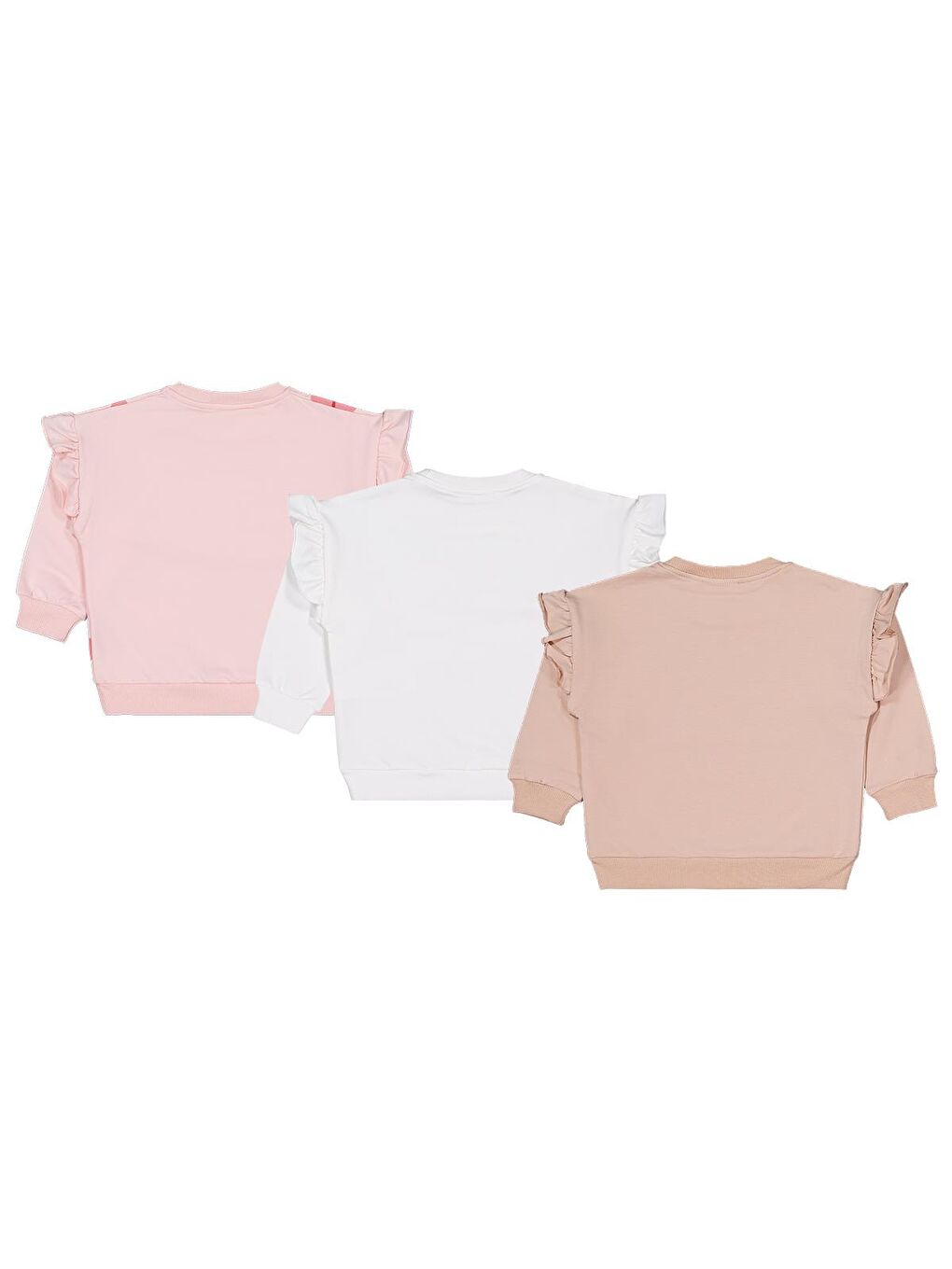 Beyaz Girls Kelebek Baskılı 3'lü Set 2-5 Yaş Sweatshirt - Standart-3