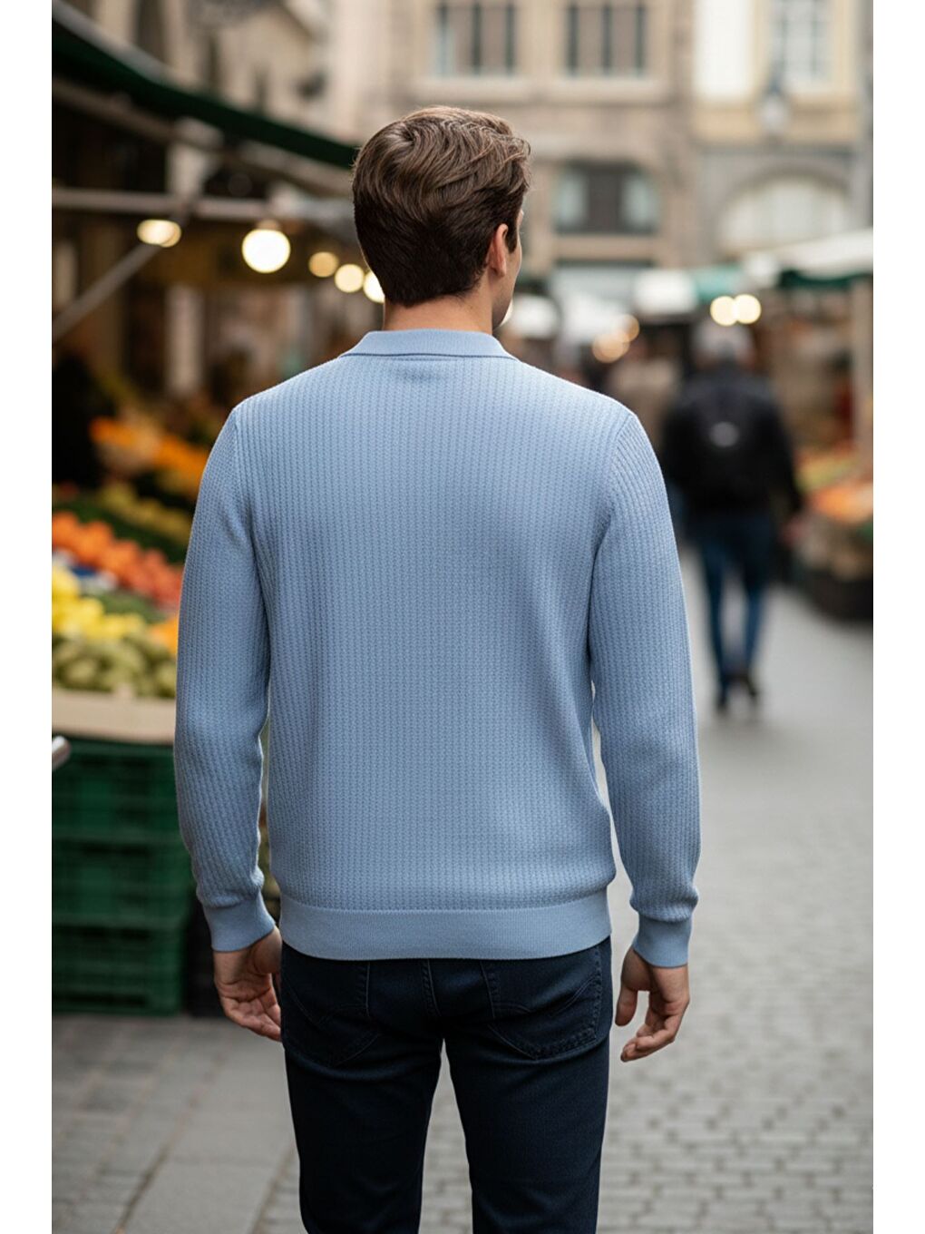 Mavi Erkek Polo Yaka Elastanlı Triko Kazak-2