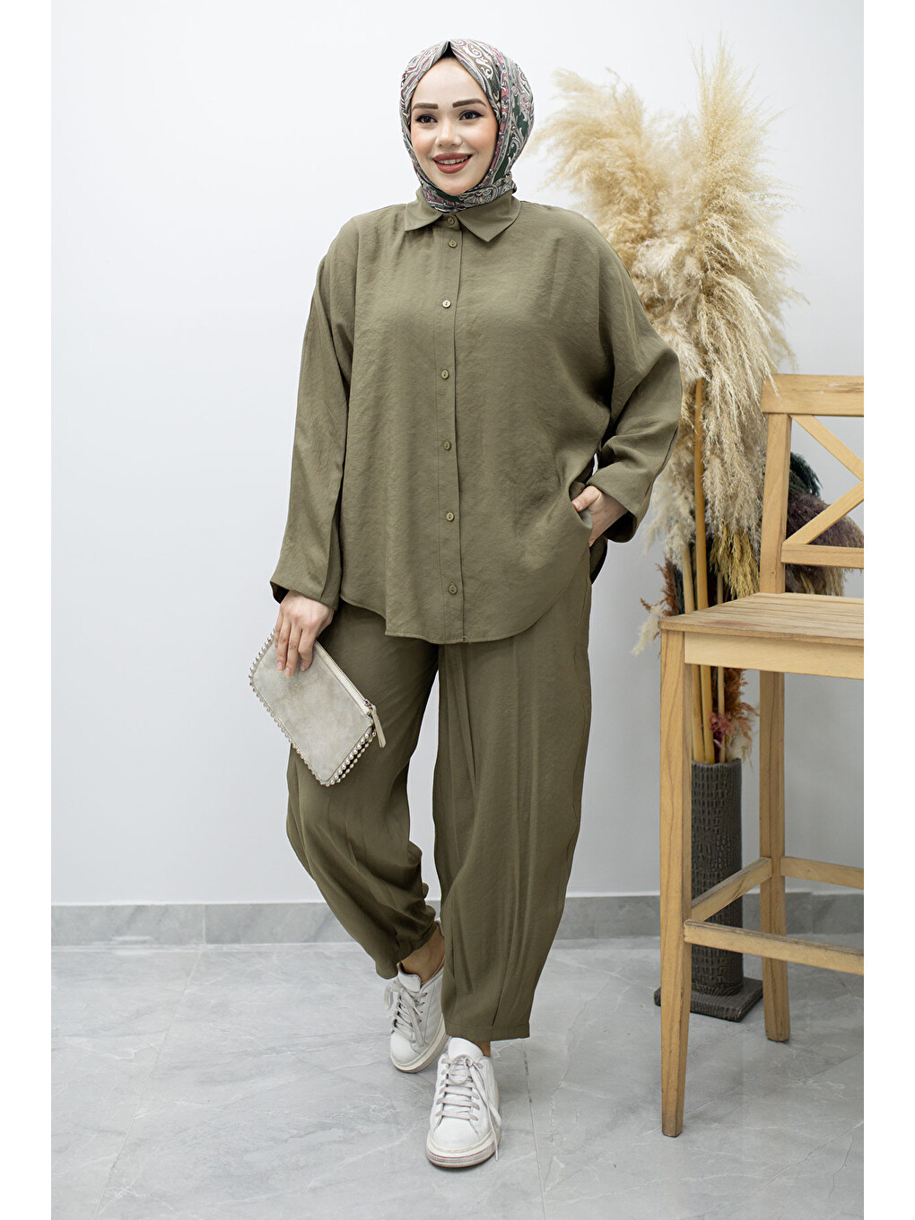 Oversize İkili Takım TSD260190 Haki-2