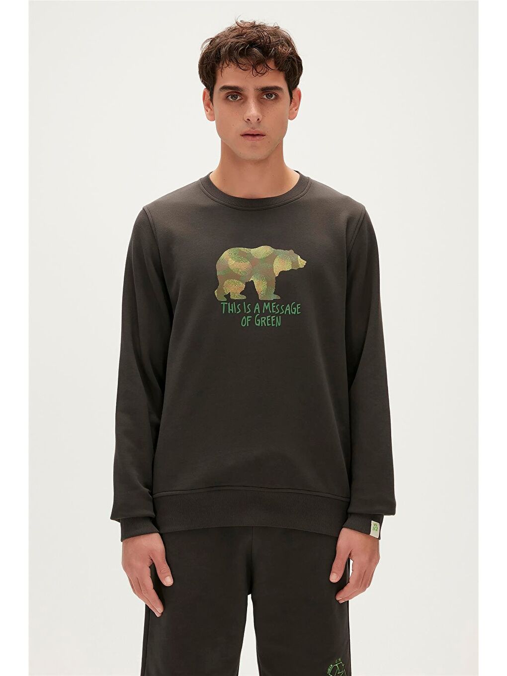 Bad Bear Antrasit Re-Finger Recycle Antrasit Baskılı Erkek Sweatshirt