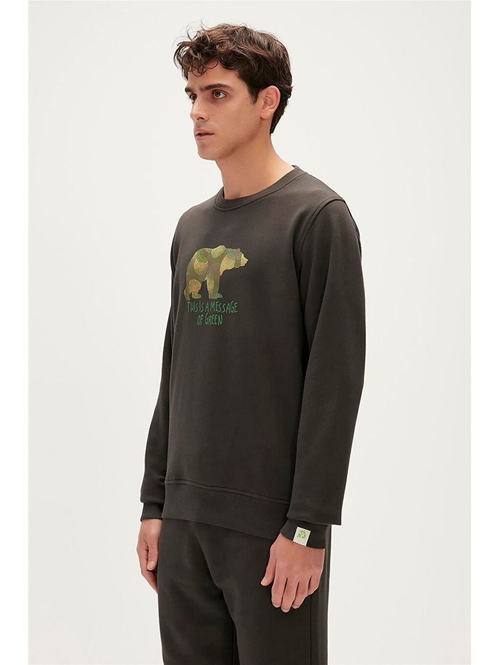 Bad Bear Antrasit Re-Finger Recycle Antrasit Baskılı Erkek Sweatshirt - 1