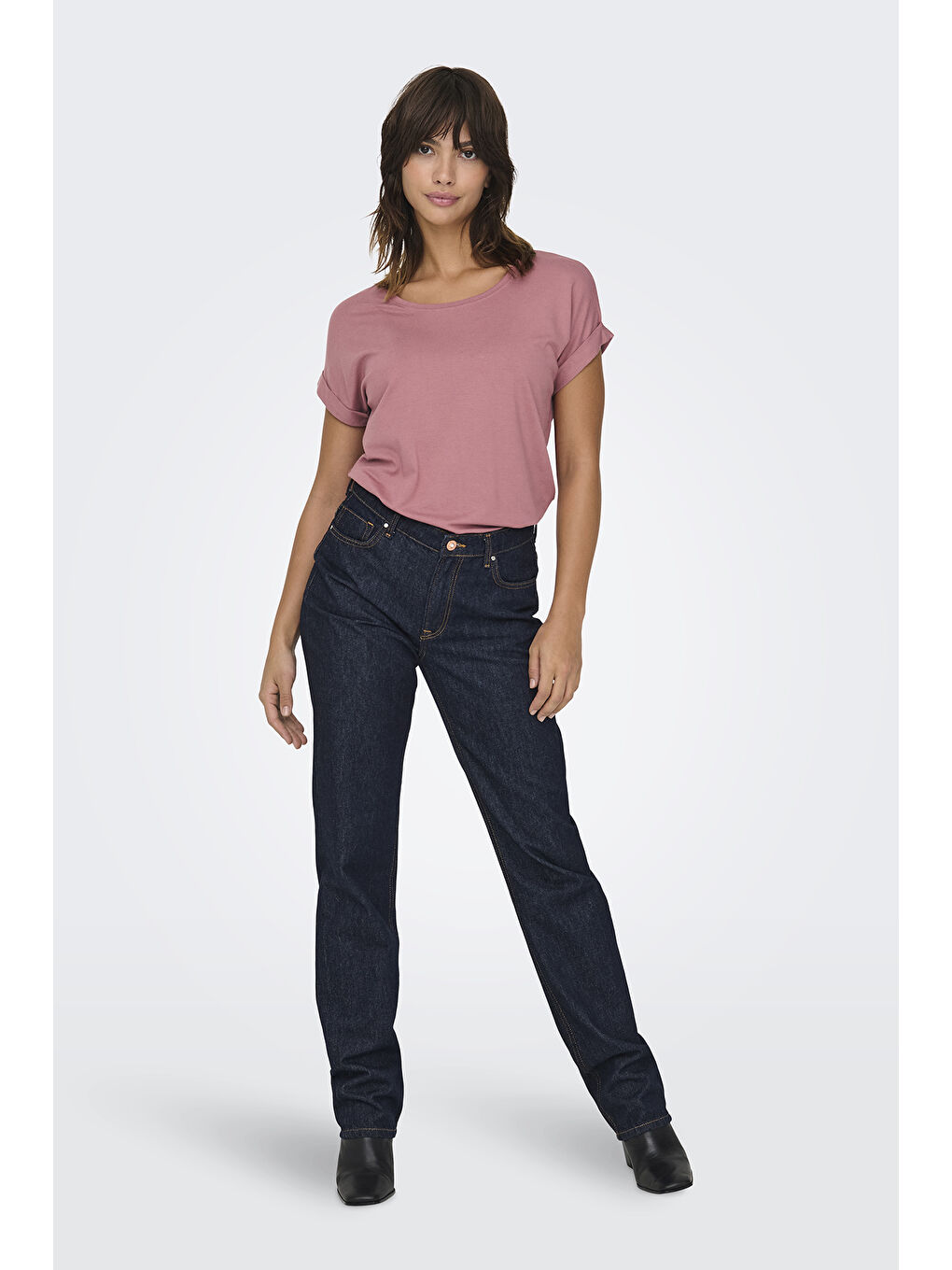 Bordo Regular Fit Bisiklet Yaka Onlmoster Kadın T Shirt 15106662-1