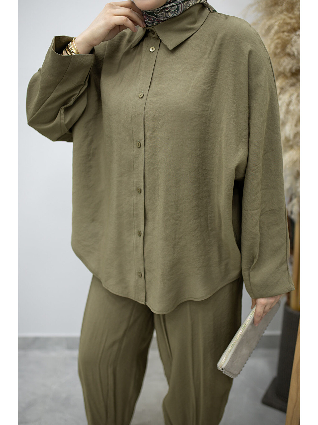 Oversize İkili Takım TSD260190 Haki-3
