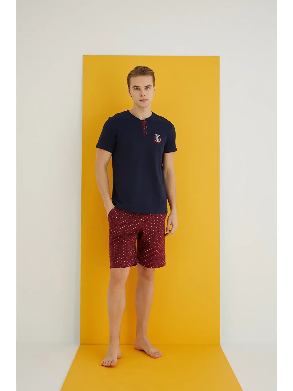 Lacivert Penye Erkek Şort Takım 7502-19-1