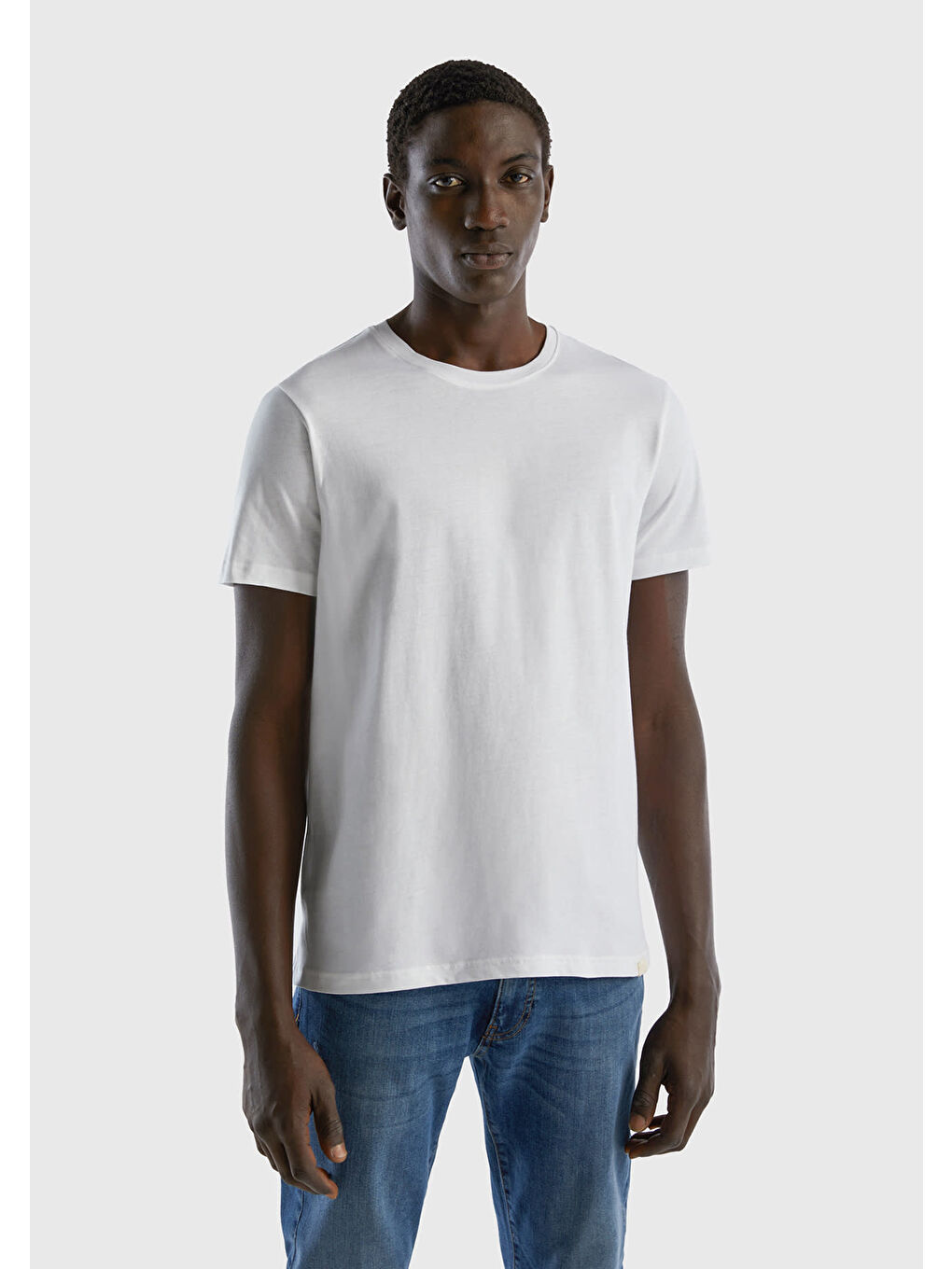 United Colors Of Benetton Erkek Beyaz  100 Pamuk Bisiklet Yaka Basic  T Shirt