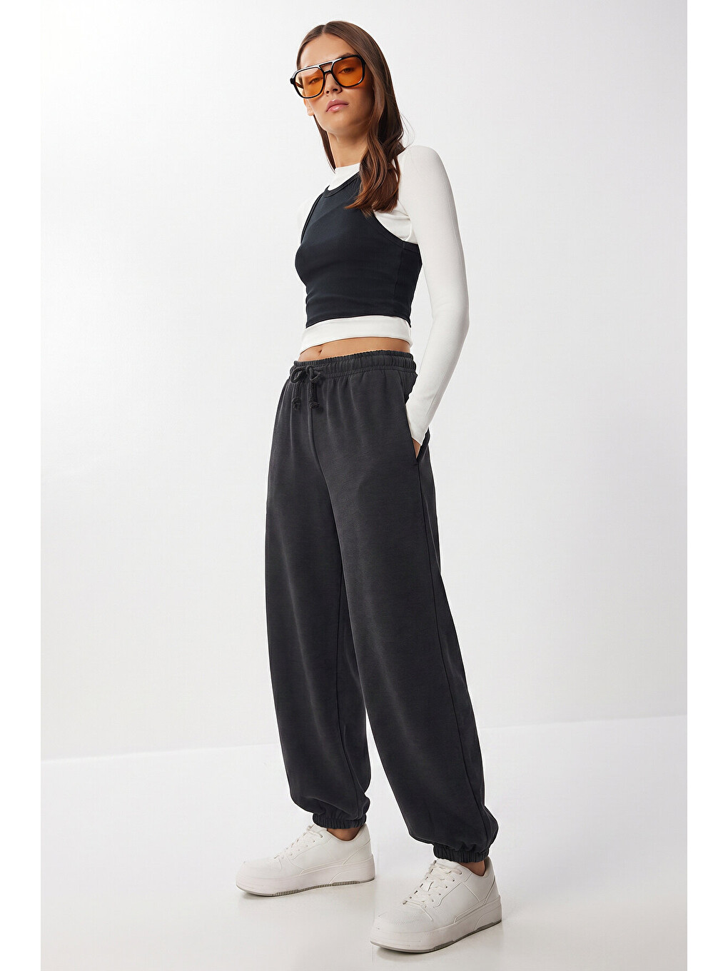 Antrasit Cepli Modal Jogger Eşofman Altı ANTRASİT LUB0365