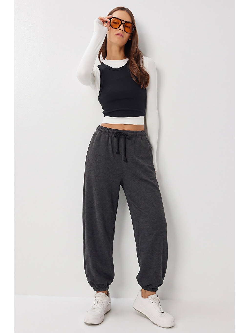 Antrasit Cepli Modal Jogger Eşofman Altı ANTRASİT LUB0365-2