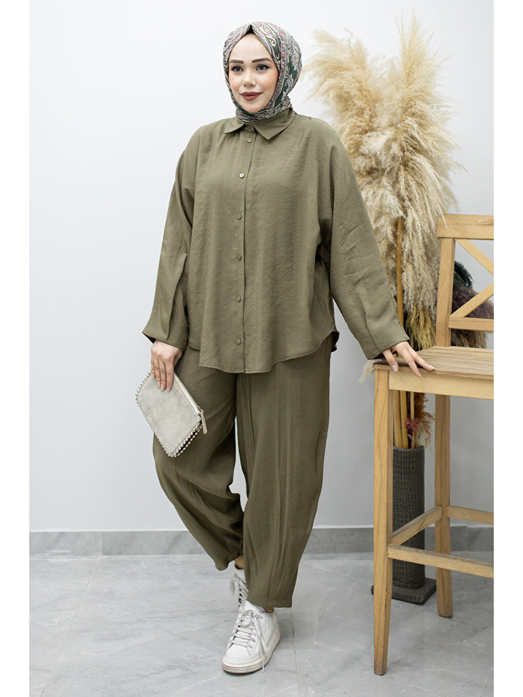 Oversize İkili Takım TSD260190 Haki-4