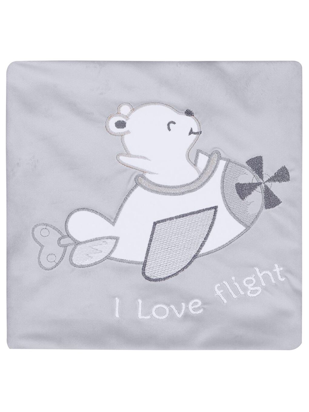 Velboa Uçaklı Erkek Battaniye - Gri Standart-1