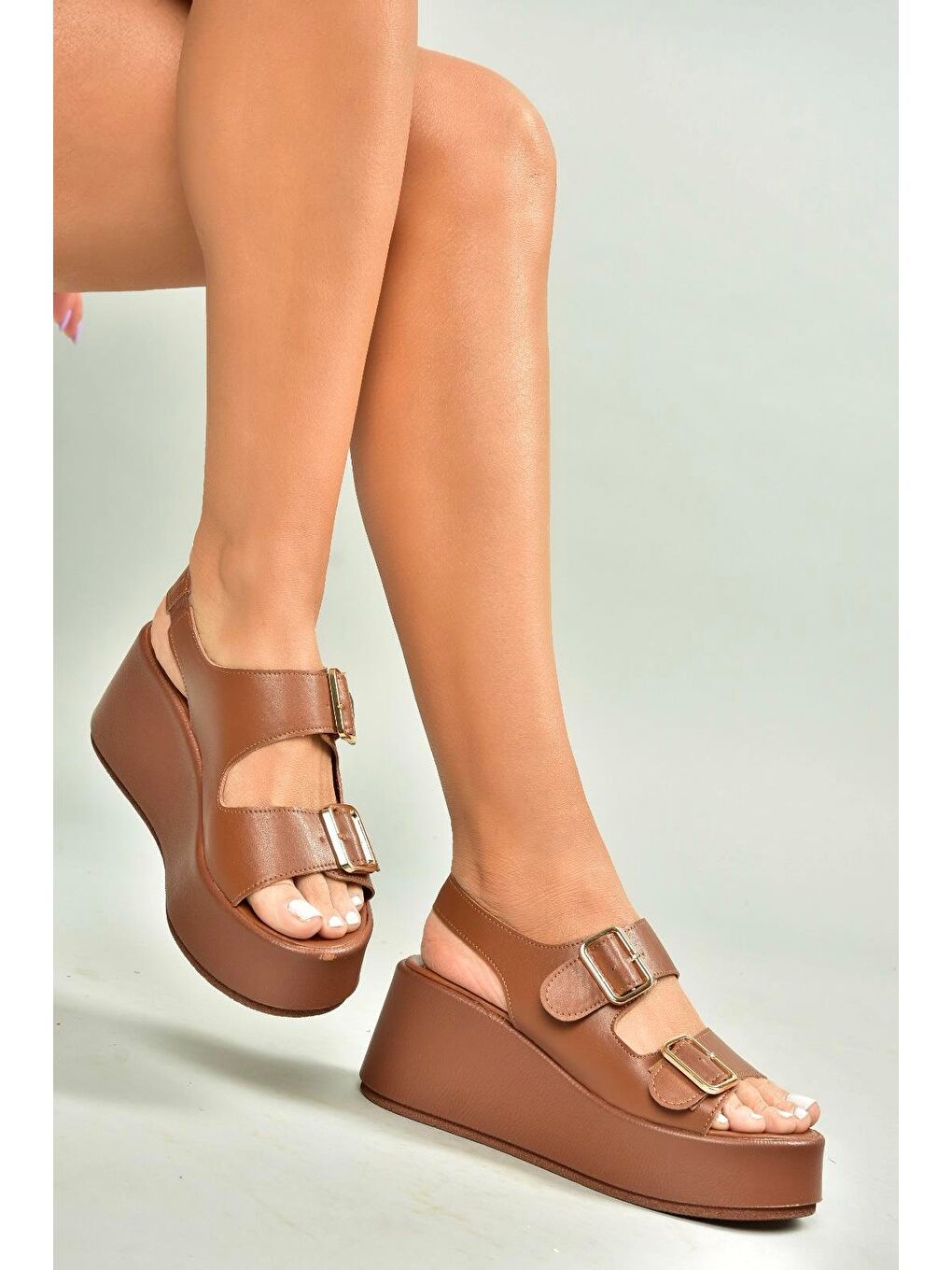 Kahverengi Taba Kadın Dolgu Topuklu Ayakkabı U9464185-2