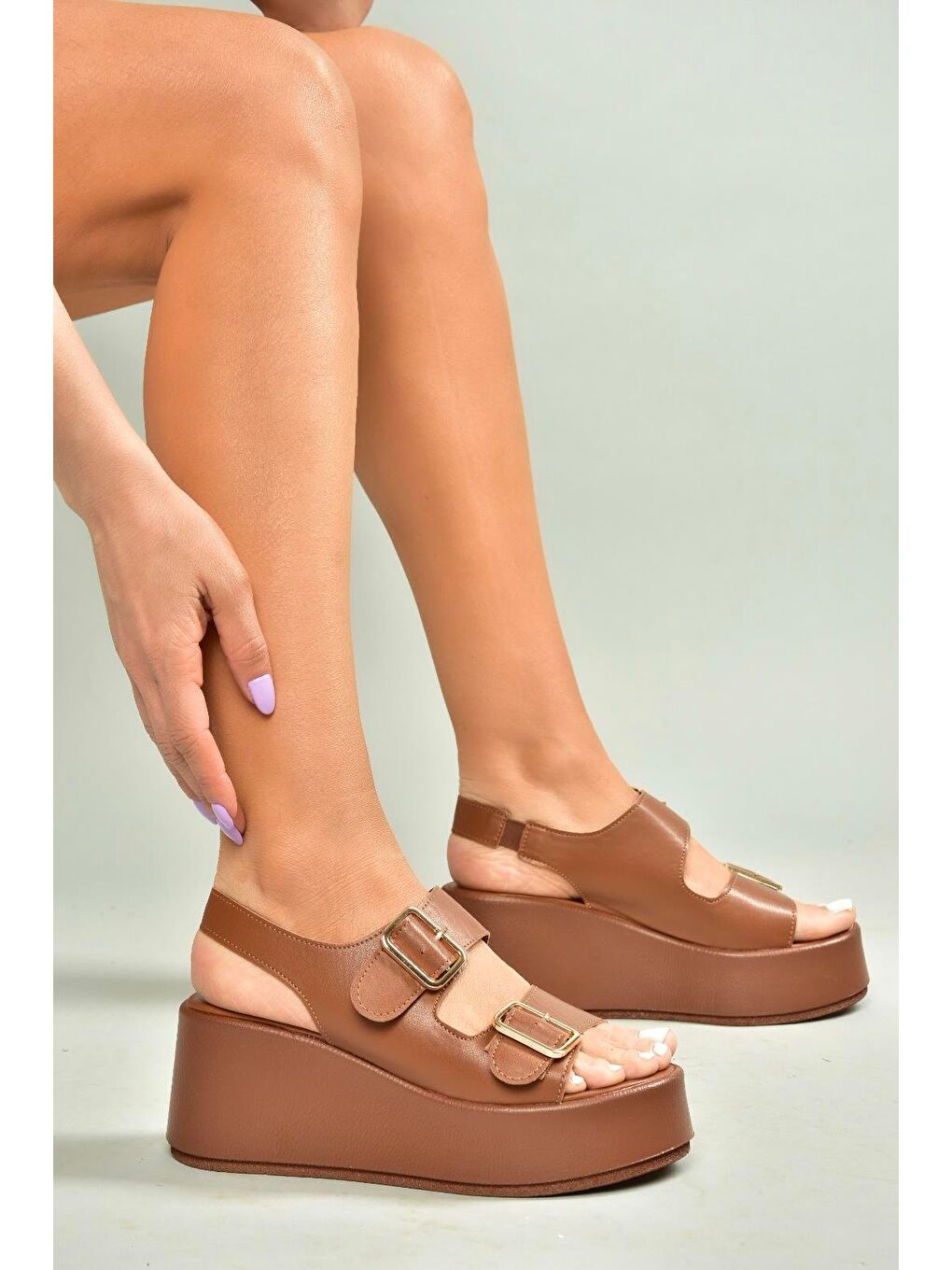 Kahverengi Taba Kadın Dolgu Topuklu Ayakkabı U9464185-3