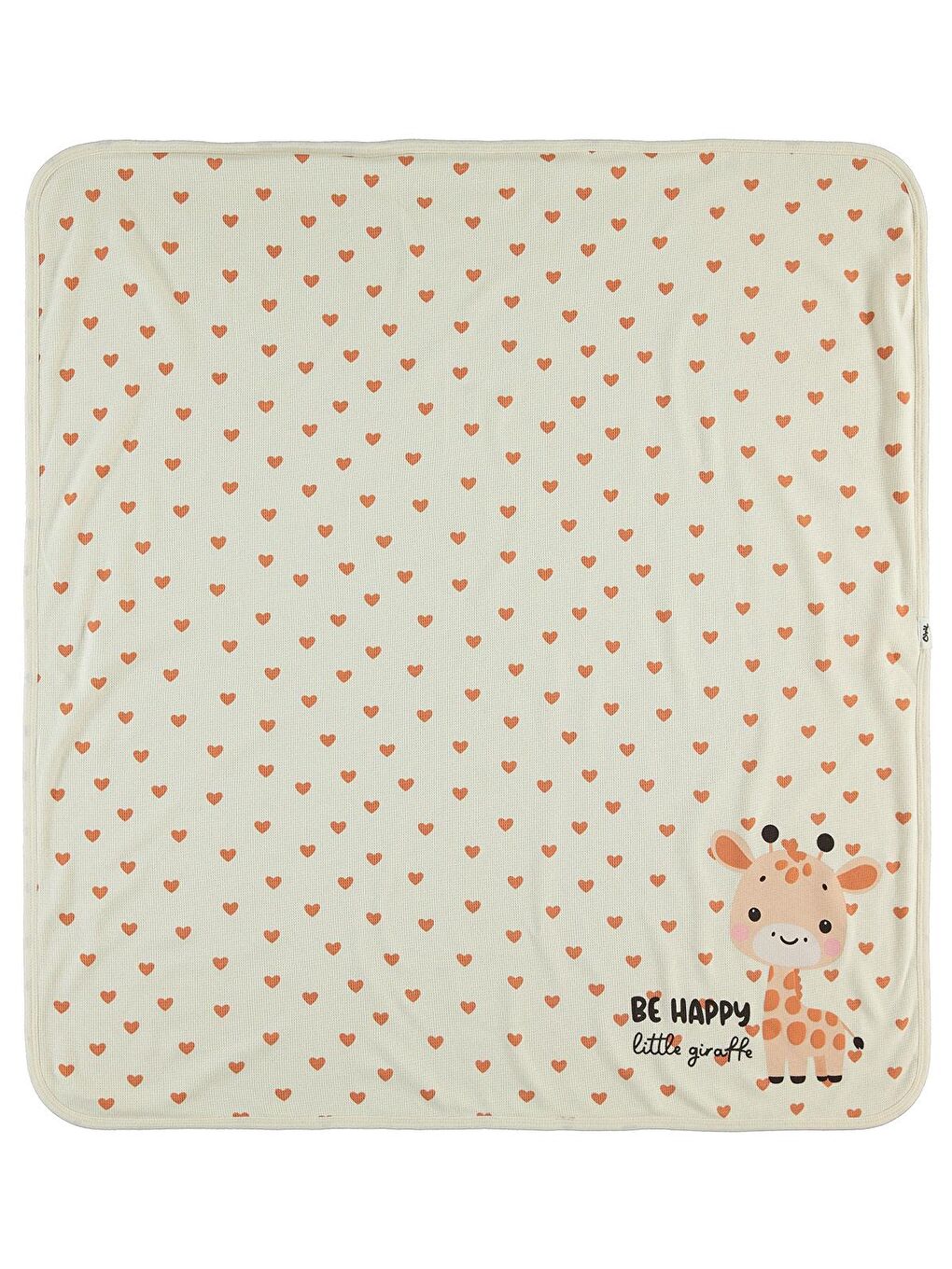 Bej Baby Kalp Zürafa Battaniye - Fil Dişi Standart-1