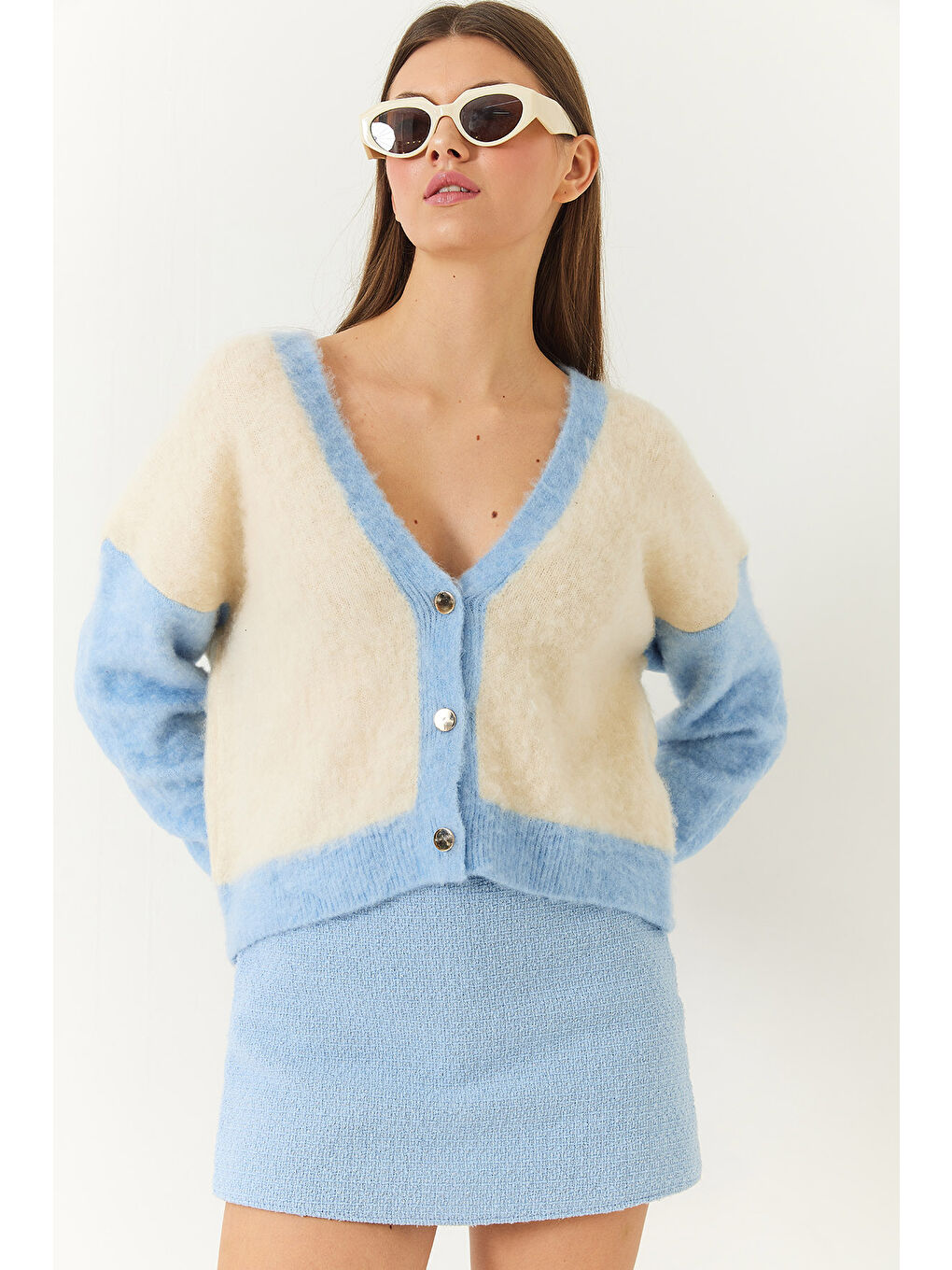 Mavi Kadın Şardonlu Triko Hırka-1