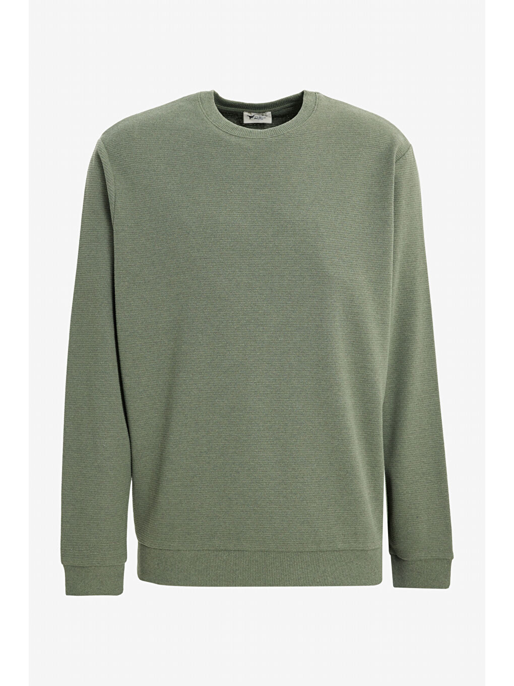 Erkek Haki 2 İplik Sıcak Tutan Standart Fit Normal Kesim Bisiklet Yaka Dokulu Sweatshirt-5