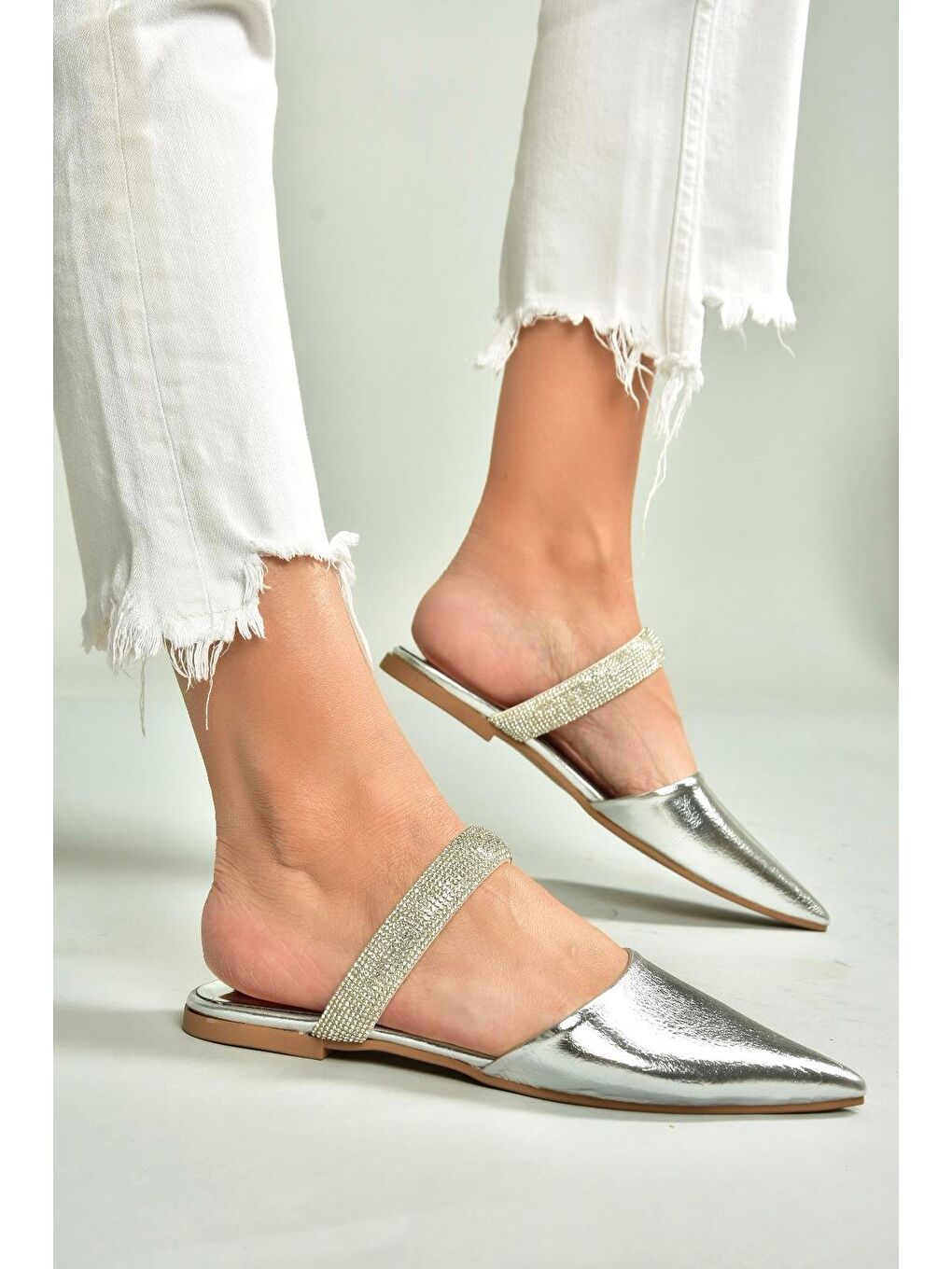 Gri Gümüş Kadın Terlik U5904918-1