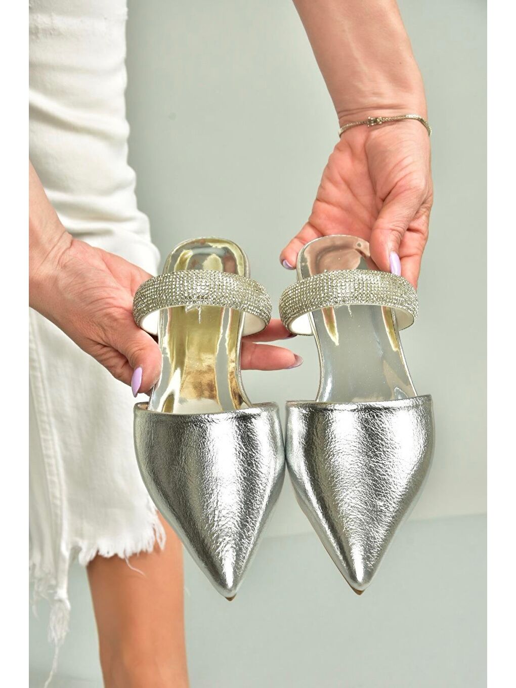 Gri Gümüş Kadın Terlik U5904918-3