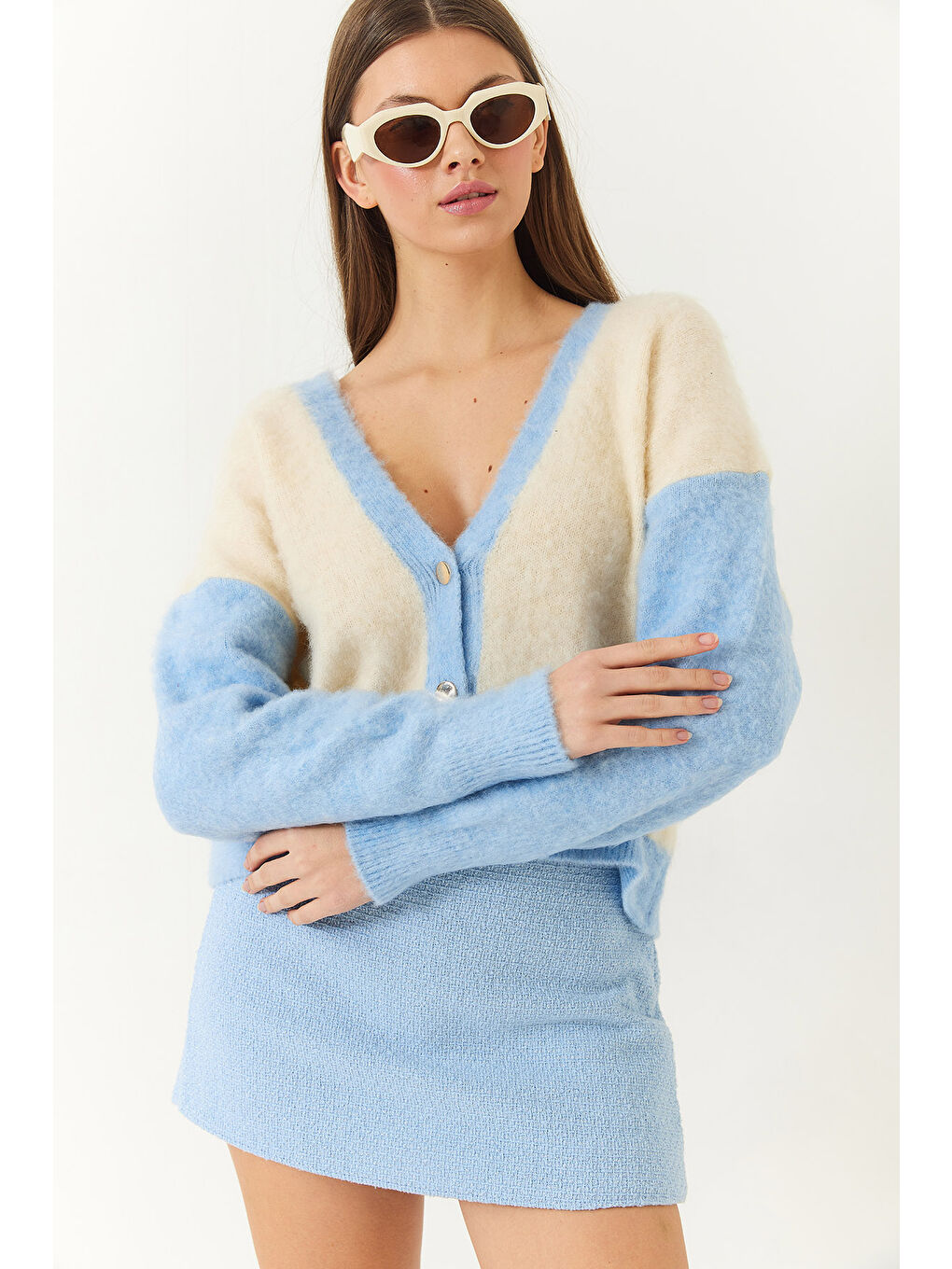 Mavi Kadın Şardonlu Triko Hırka-2