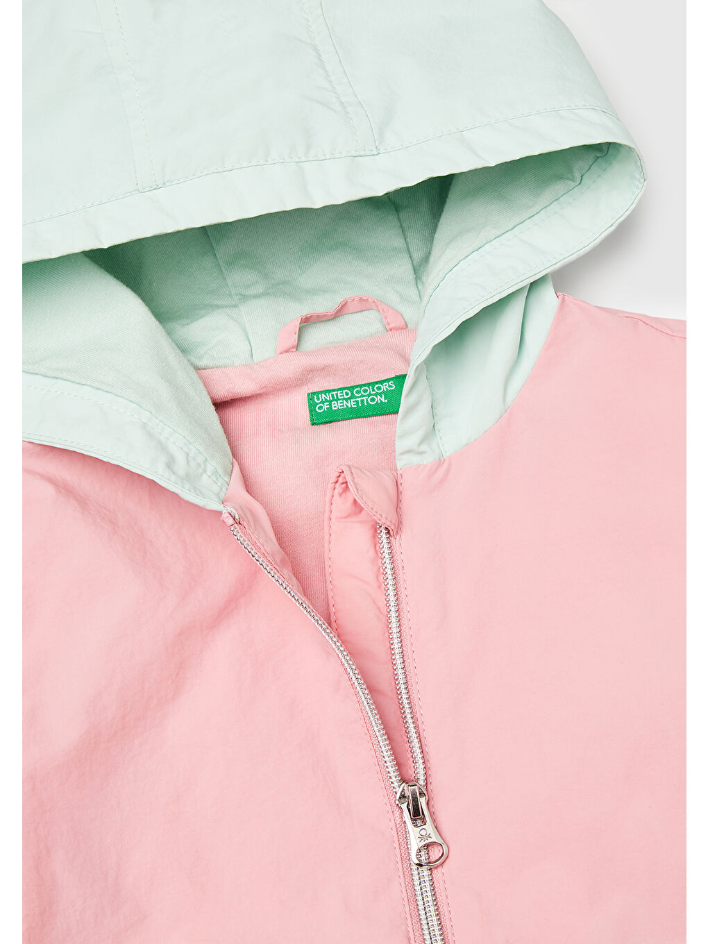 Kız Çocuk Pembe Mix Kolu Logo Detaylı Astarlı Kapüşonlu Yağmurluk-2