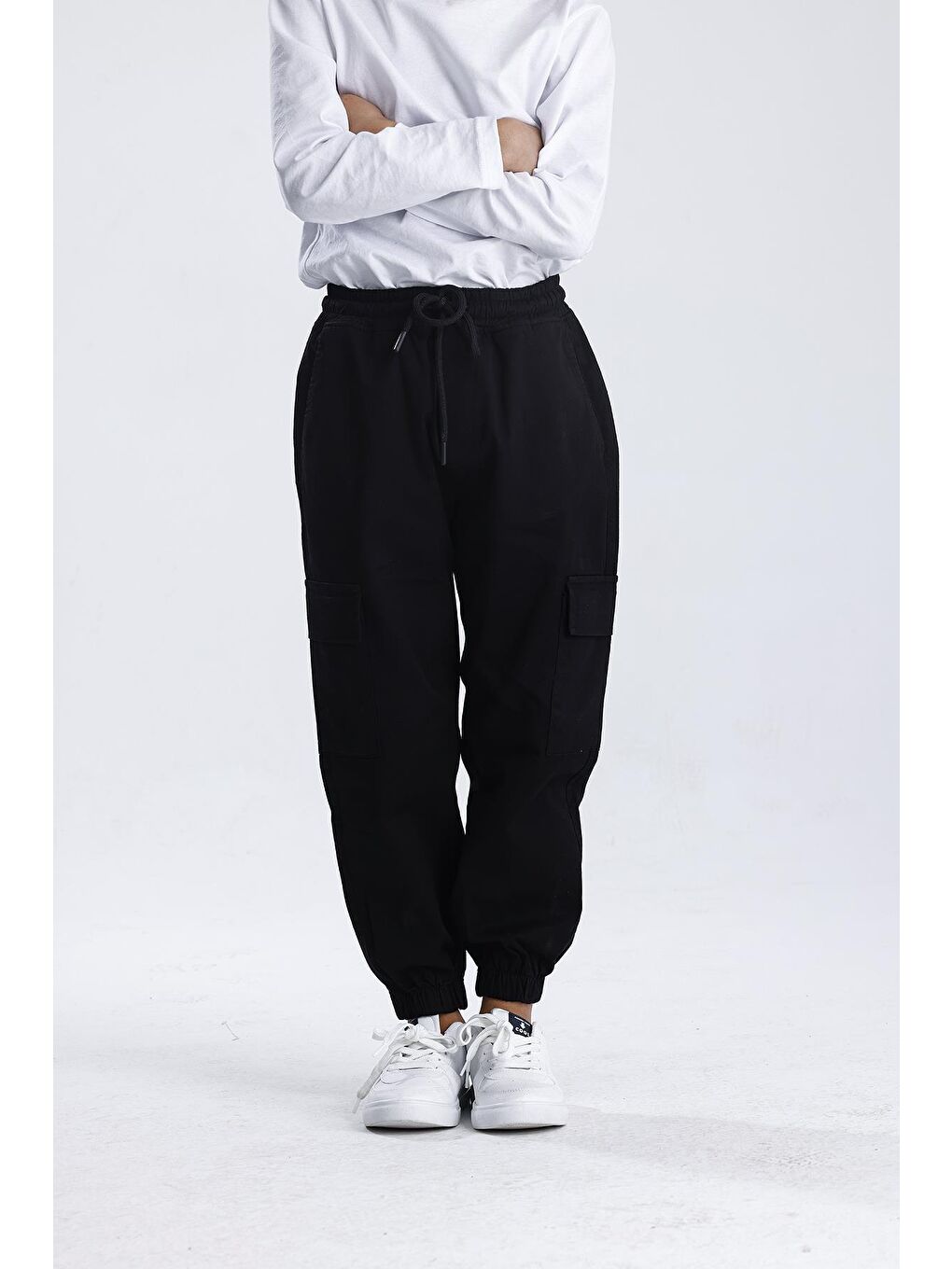 Siyah Kargo Cep Pantolon-2