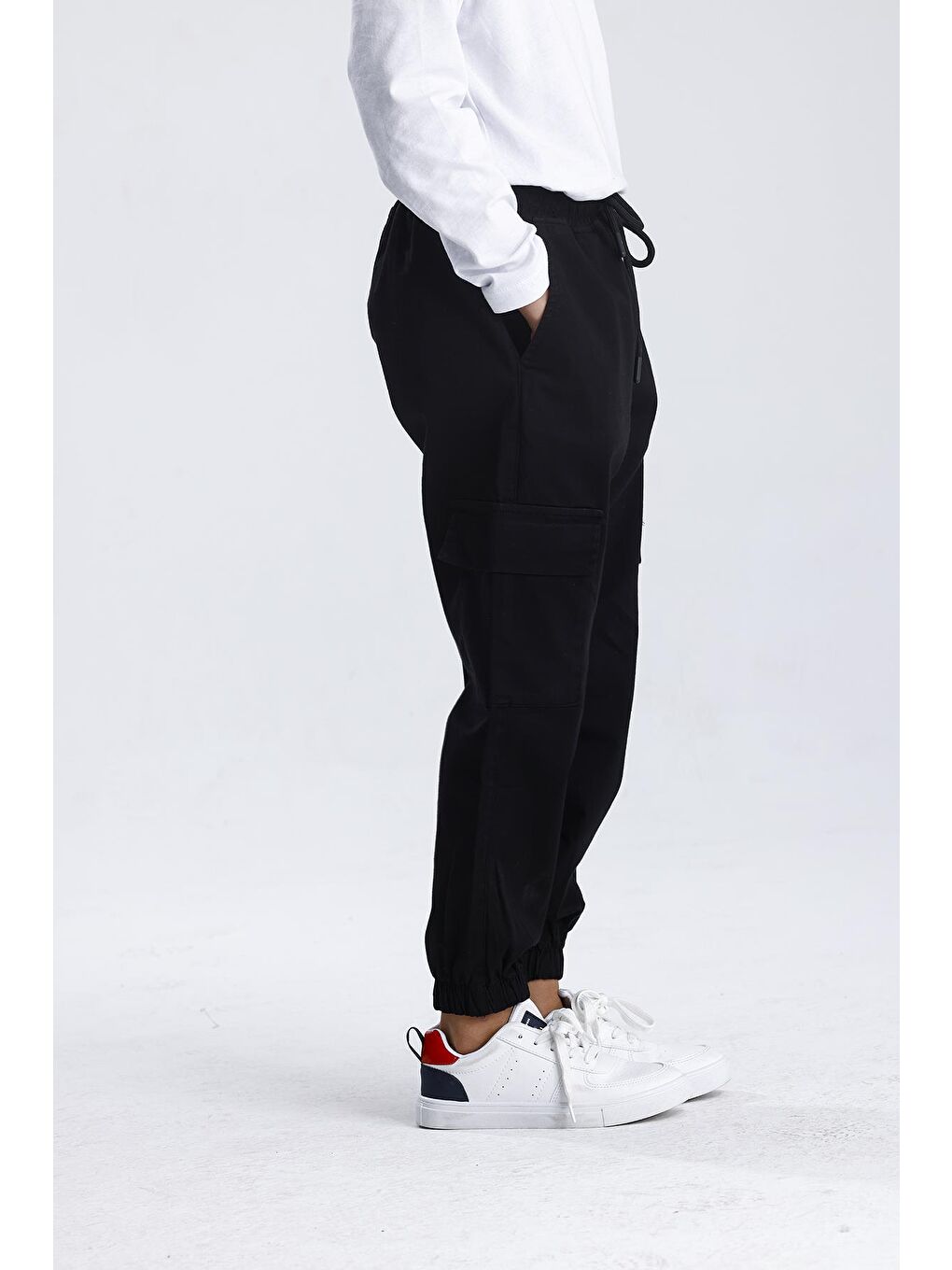 Siyah Kargo Cep Pantolon-4