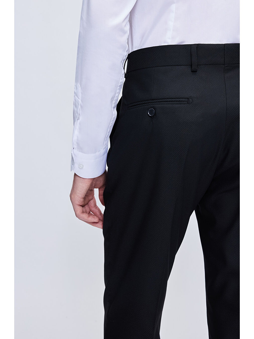 Hatemoğlu Siyah Comfort Fit Desenli Mono Yaka Klasik Takım Elbise - 2