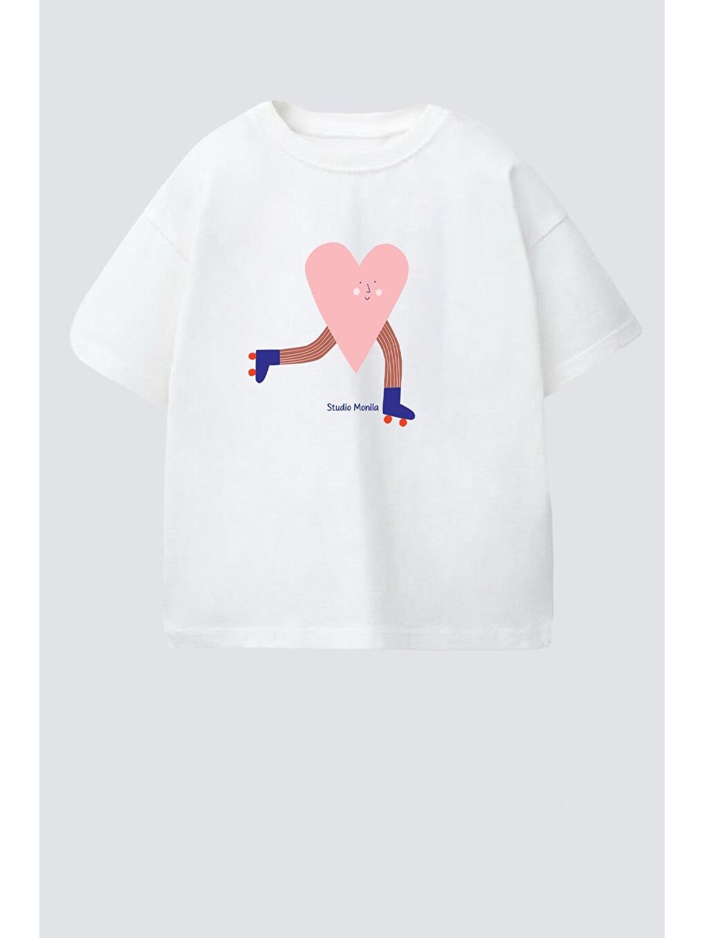 Ekru Kız Çocuk Pamuklu Bisiklet Yaka Baskılı T-Shirt