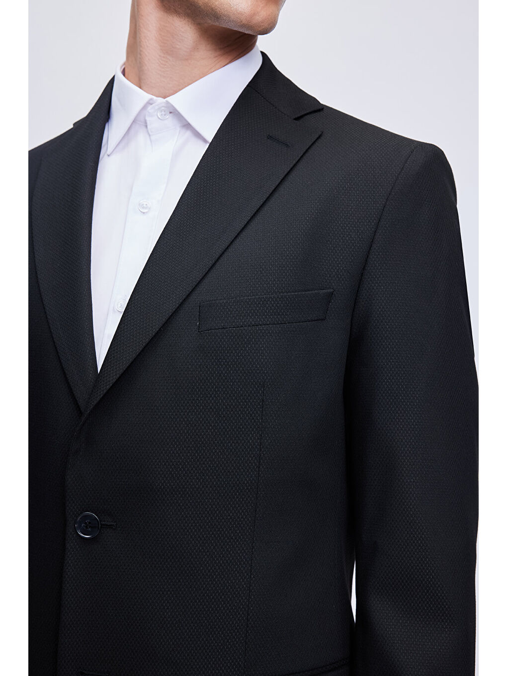 Hatemoğlu Siyah Comfort Fit Desenli Mono Yaka Klasik Takım Elbise - 3