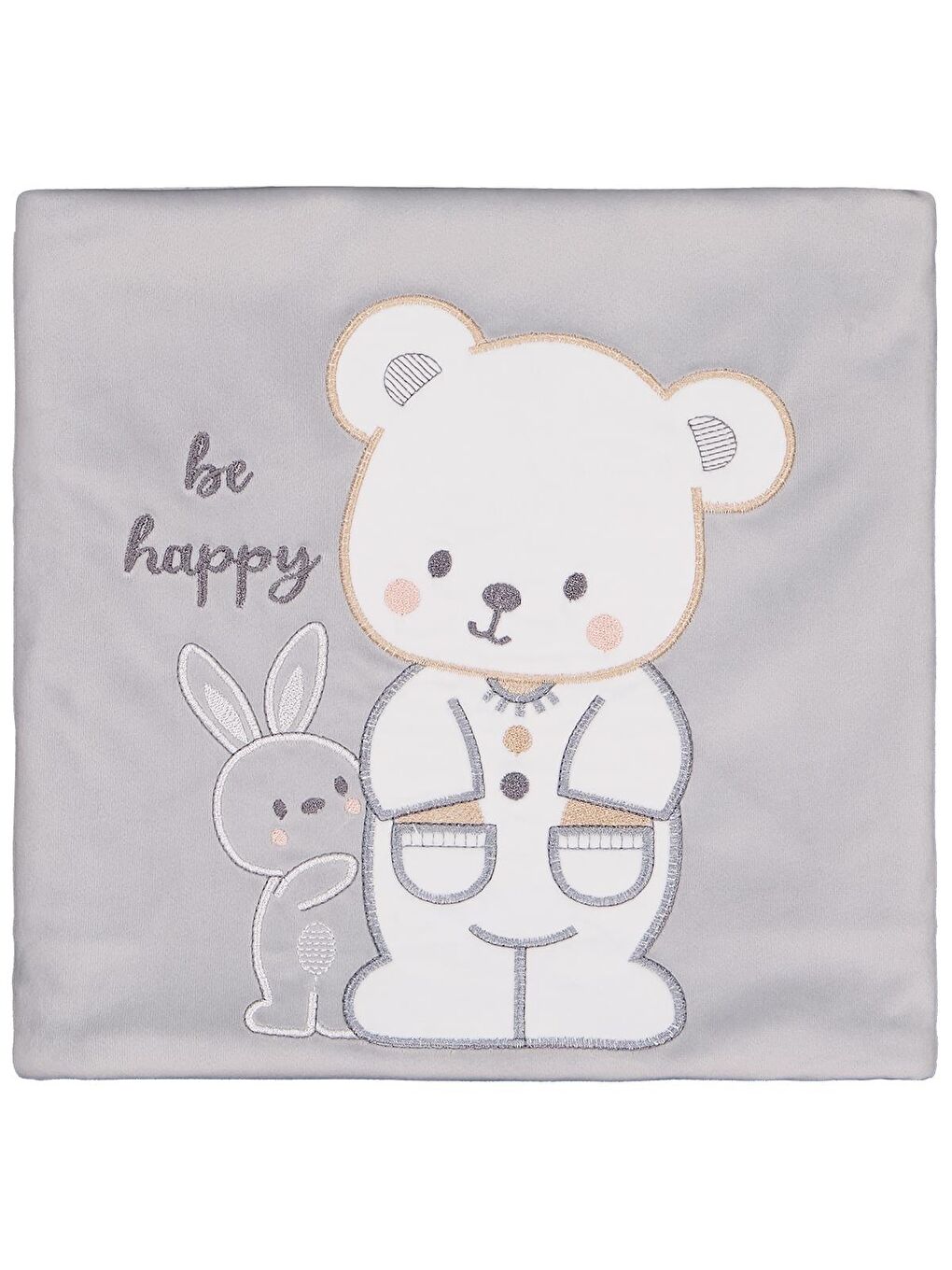 Tavşanlı Ayı Battaniye - Gri Standart-1