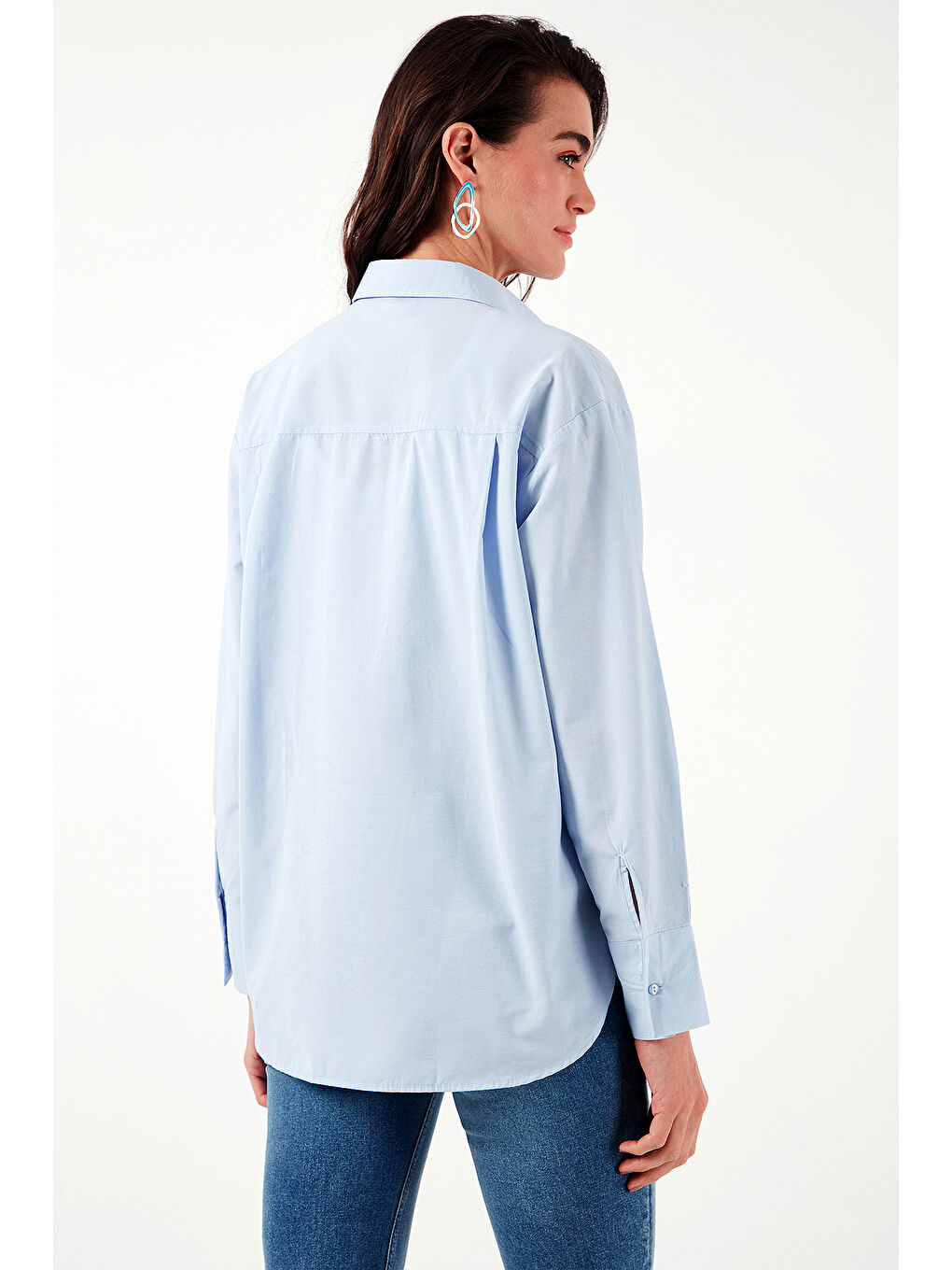 Mavi Pamuklu Regular Fit Önü Kısa Arkası Uzun Oval Kesim Gömlek Cf25S163867-6