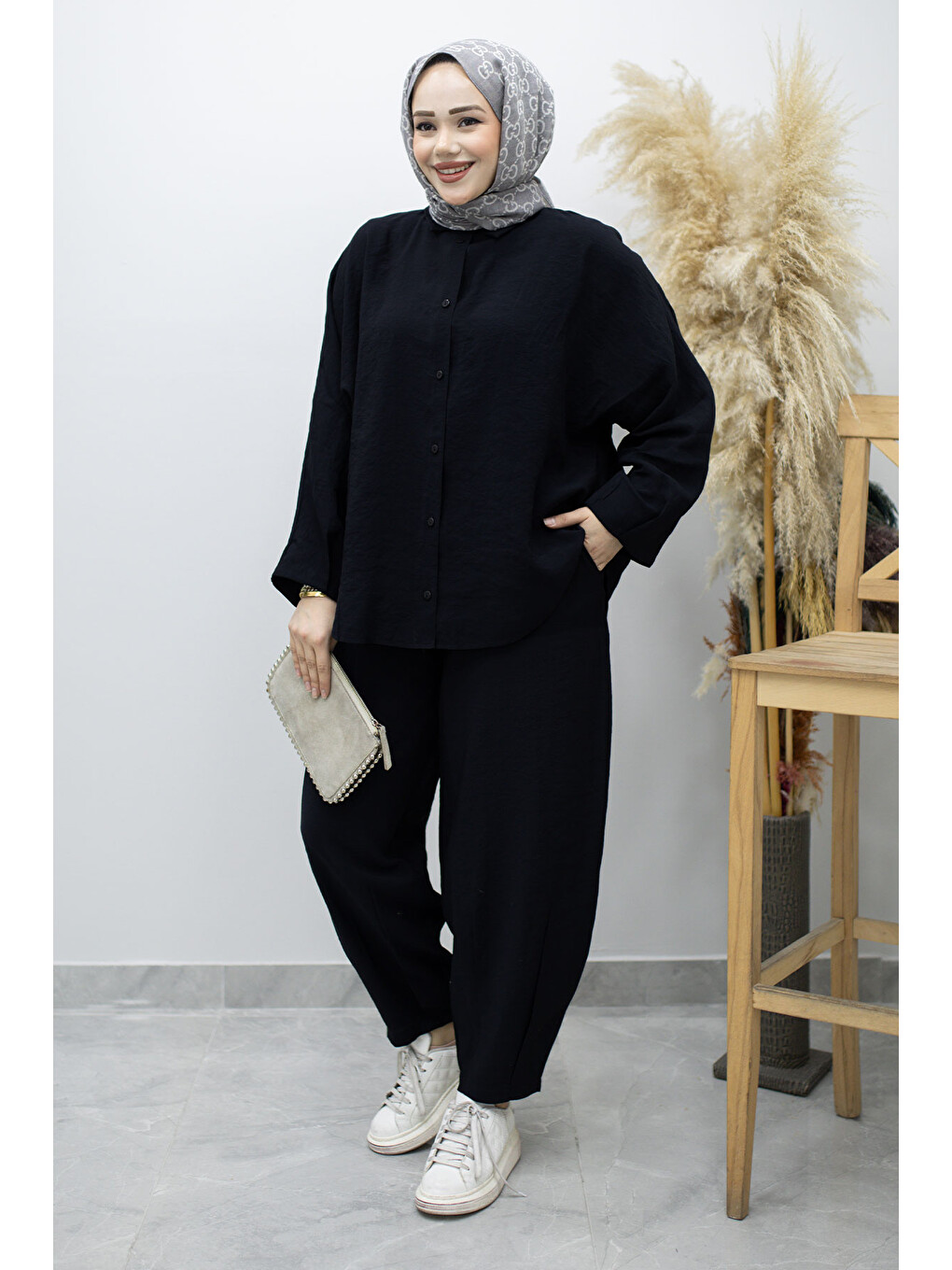Oversize İkili Takım TSD260190 Siyah-2