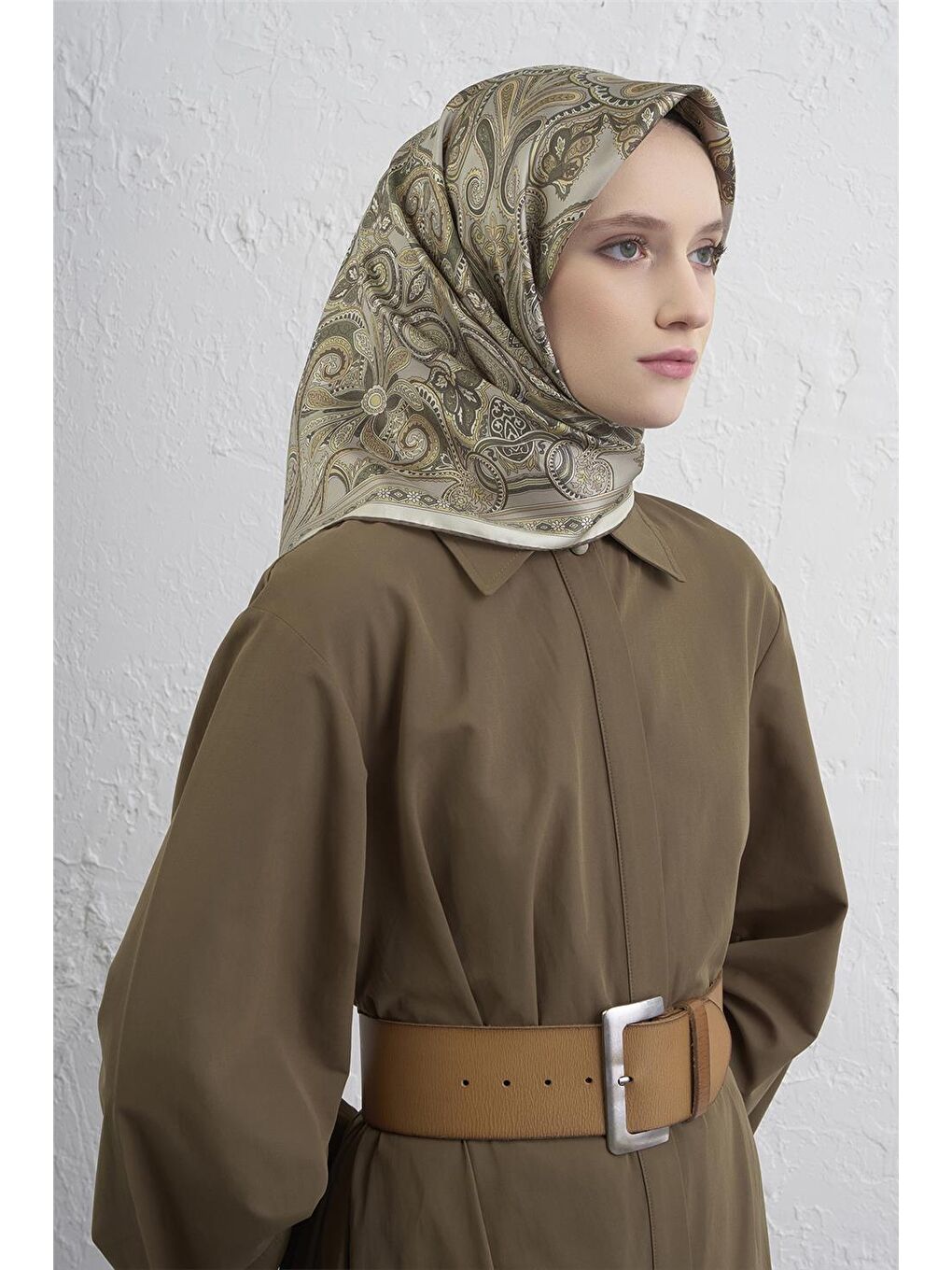 Yeşil Saf İpek Sura Eşarp 9421D 36-1