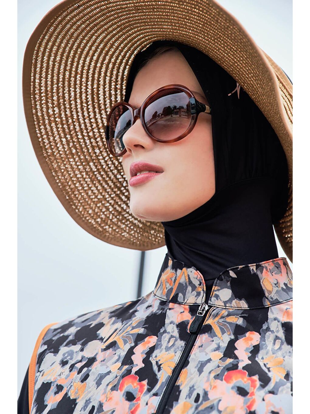 Kahverengi Fiyonk Detaylı Katlanabilir Sütlü Kahve Vizör Plaj Şapkası 17-2