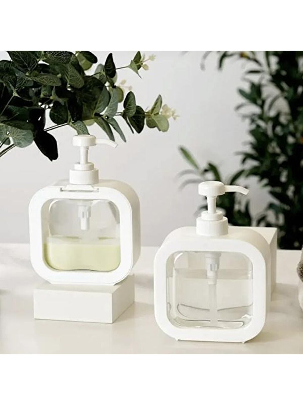 Şeffaf Sıvı Sabunluk - Beyaz - 16 cm