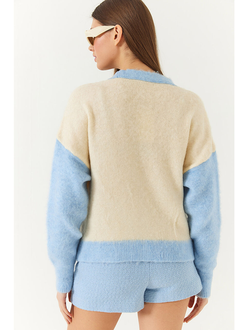 Mavi Kadın Şardonlu Triko Hırka-5