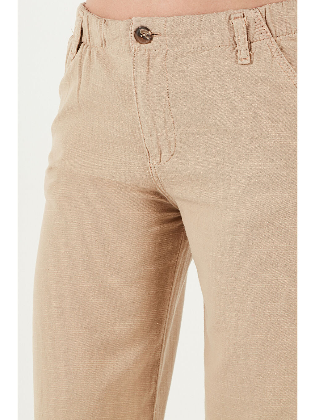 Sarı Pamuklu Standart Fit Yüksek Bel Geniş Paça Pantolon 668Yp5193-5