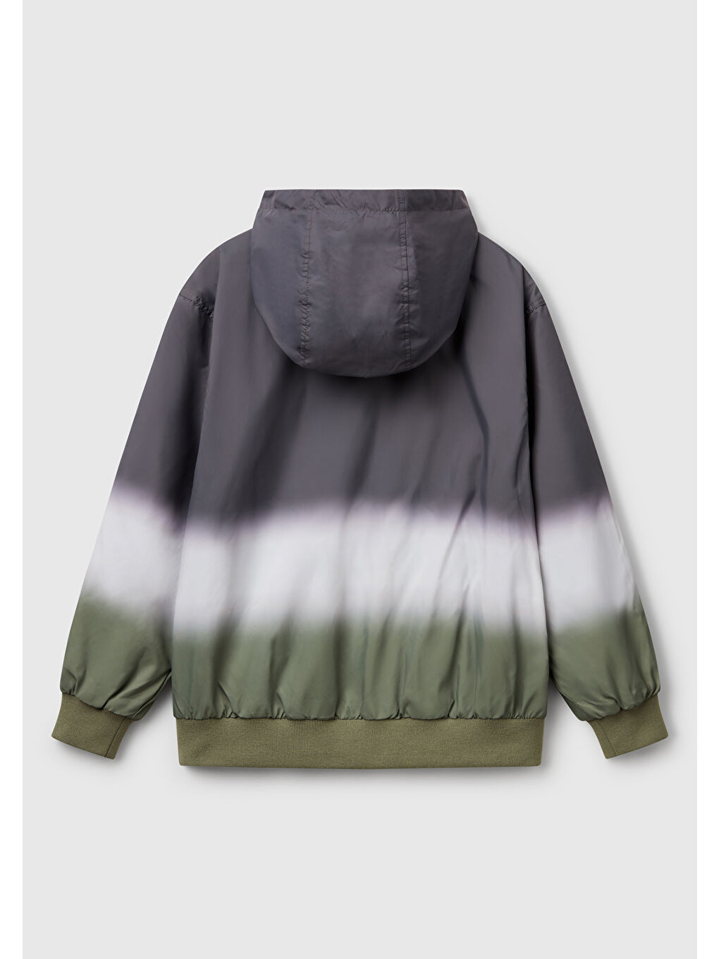 Erkek Çocuk Antrasit Kolu Logo İşlemeli Fermuarlı Kapüşonlu Yağmurluk-1