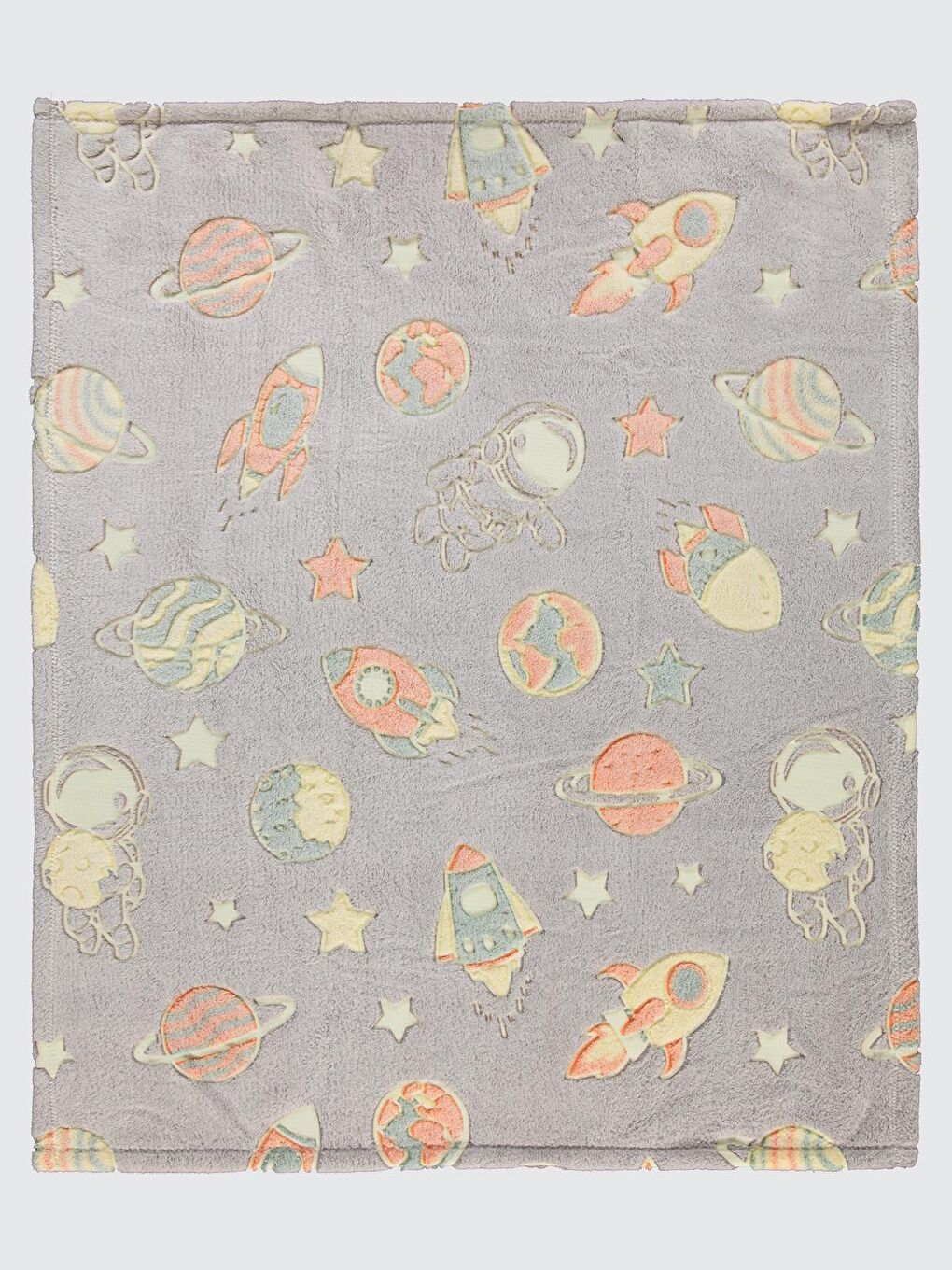 Baby Yıldız Roket Baskılı Battaniye - Gri Standart-1