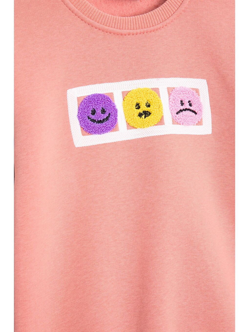 Pembe Somon Gülenyüz Nakışlı Şardonlu Kız Çocuk Eşofman Takımı 23360-1