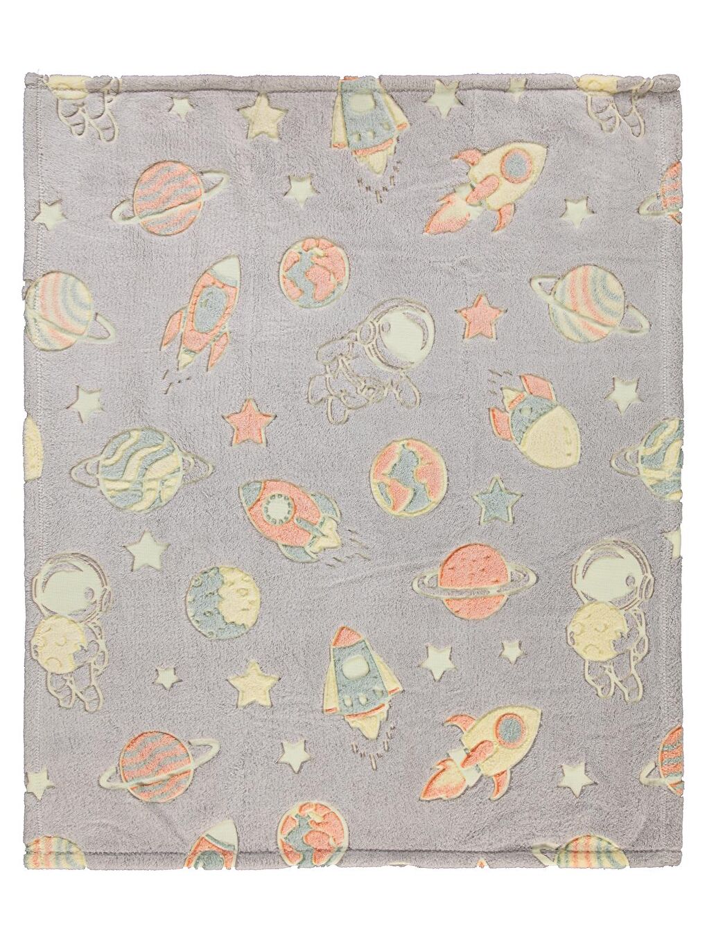 Baby Yıldız Roket Baskılı Battaniye - Gri Standart-3