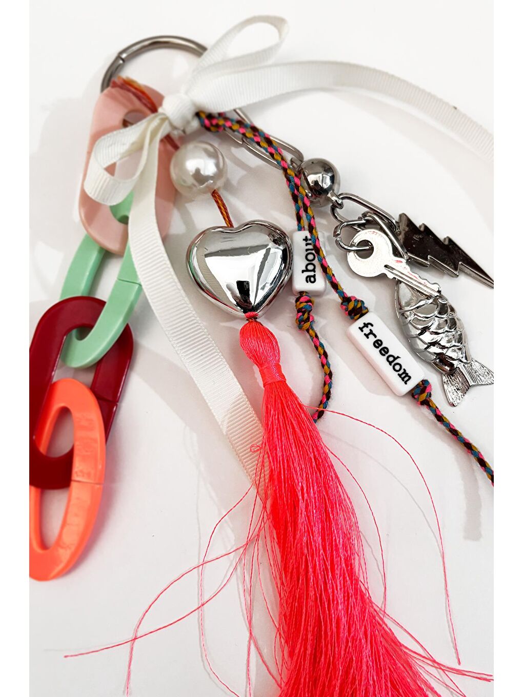 New Obsessions Pembe Imagine You love Me Charm Uçlu Çanta Süsü Anahtarlık - 1