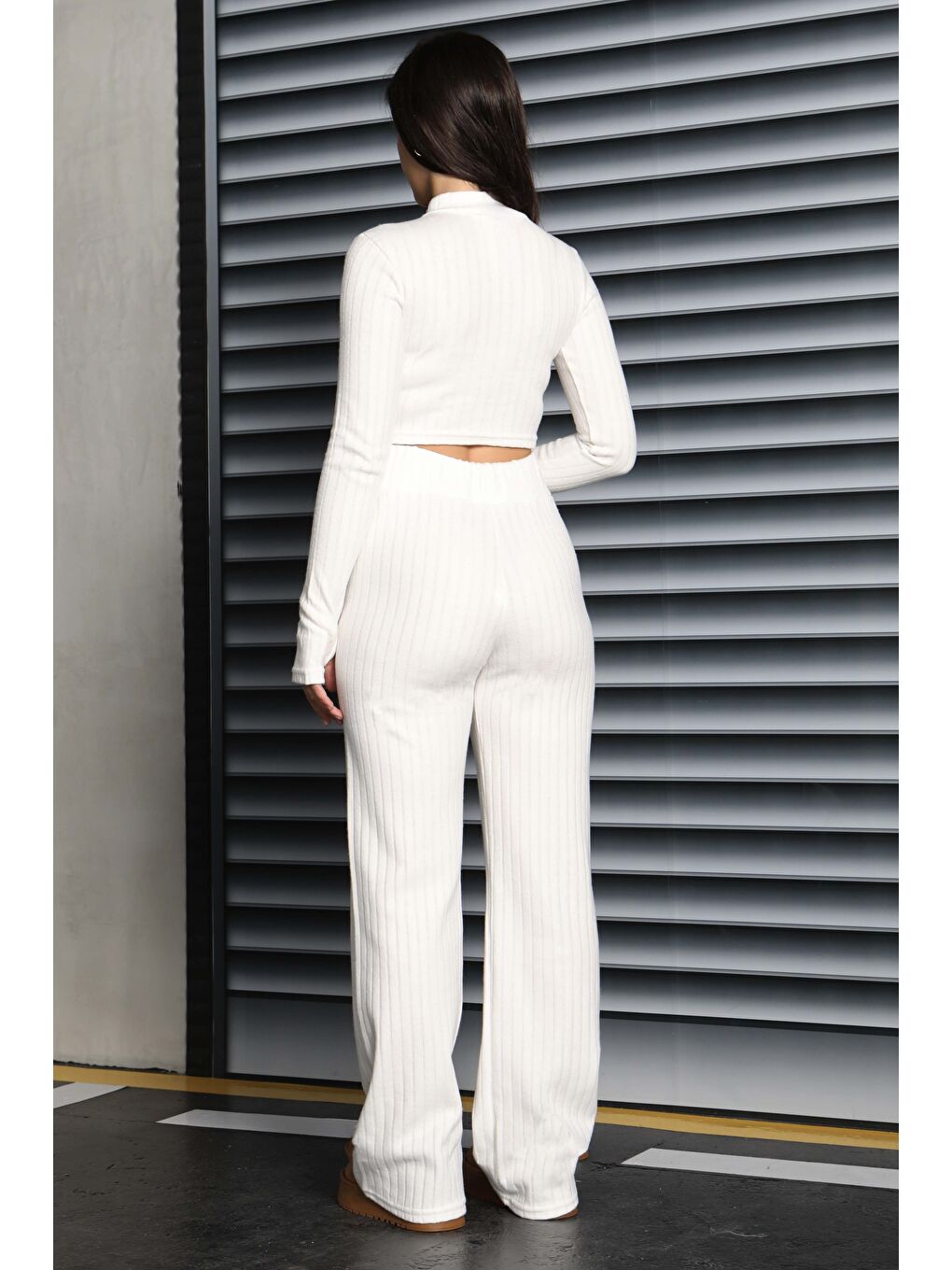 Parmak Geçmeli Kaşkorse İkili Takım Beyaz - 27820-BEYAZ-1