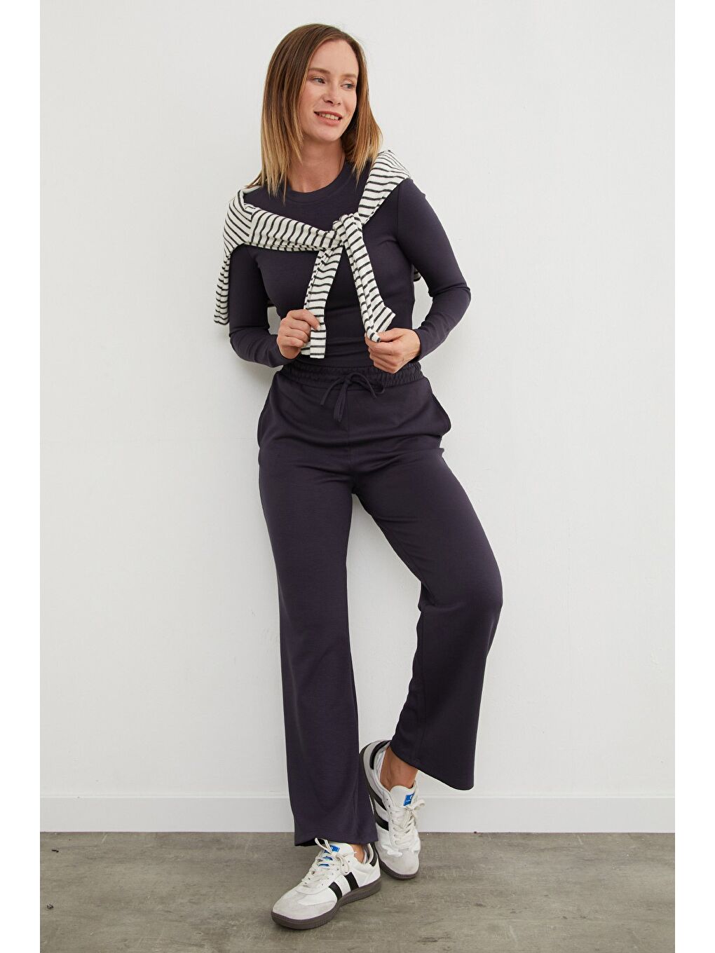 Antrasit Basic Beli Bağlamalı 2 Li Modal Takım