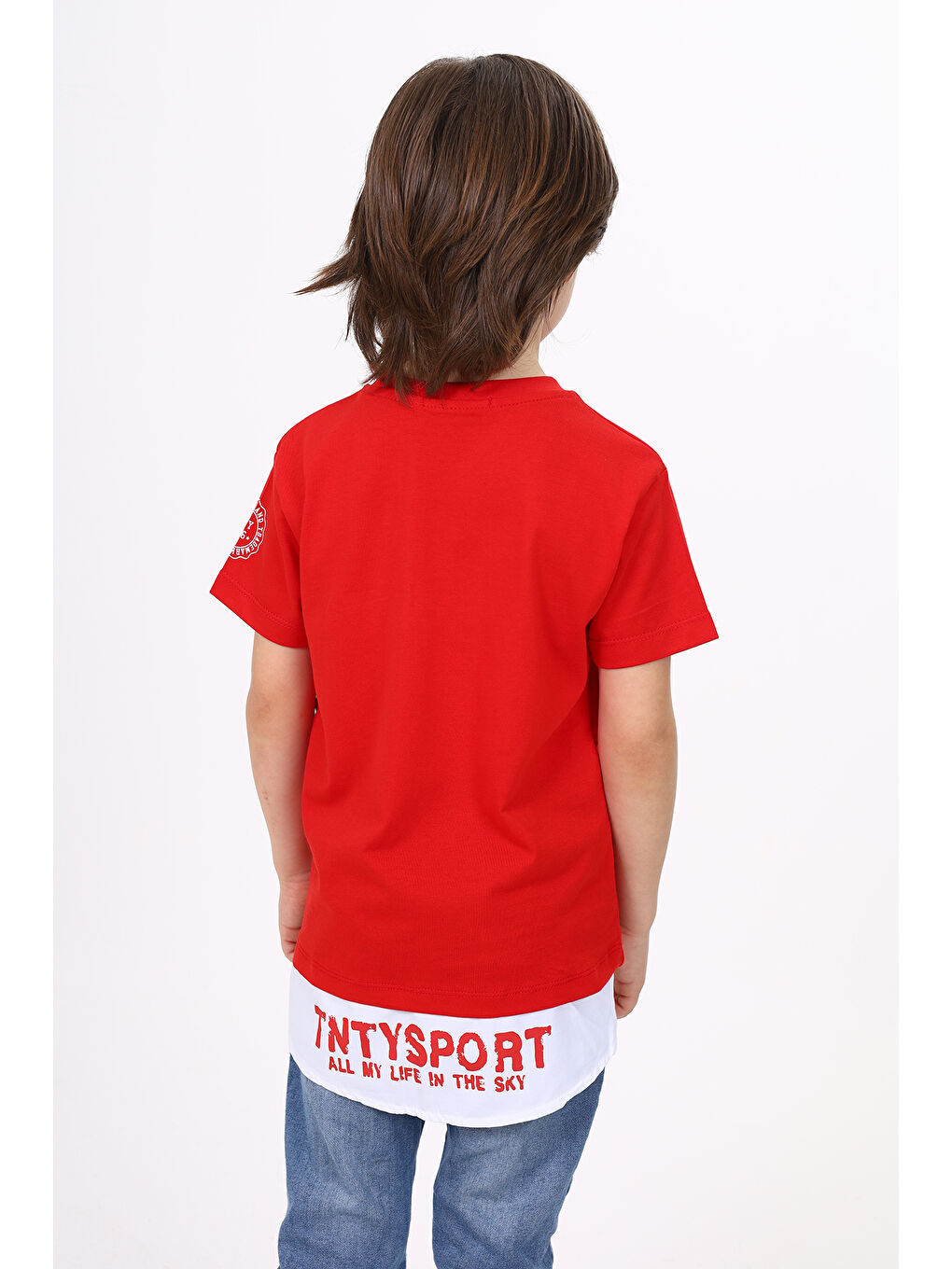 Kırmızı Erkek Çocuk Cepli Pamuklu Tişört-2