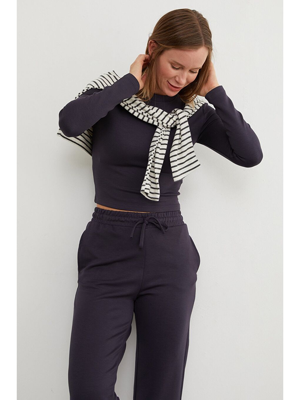 Antrasit Basic Beli Bağlamalı 2 Li Modal Takım-1