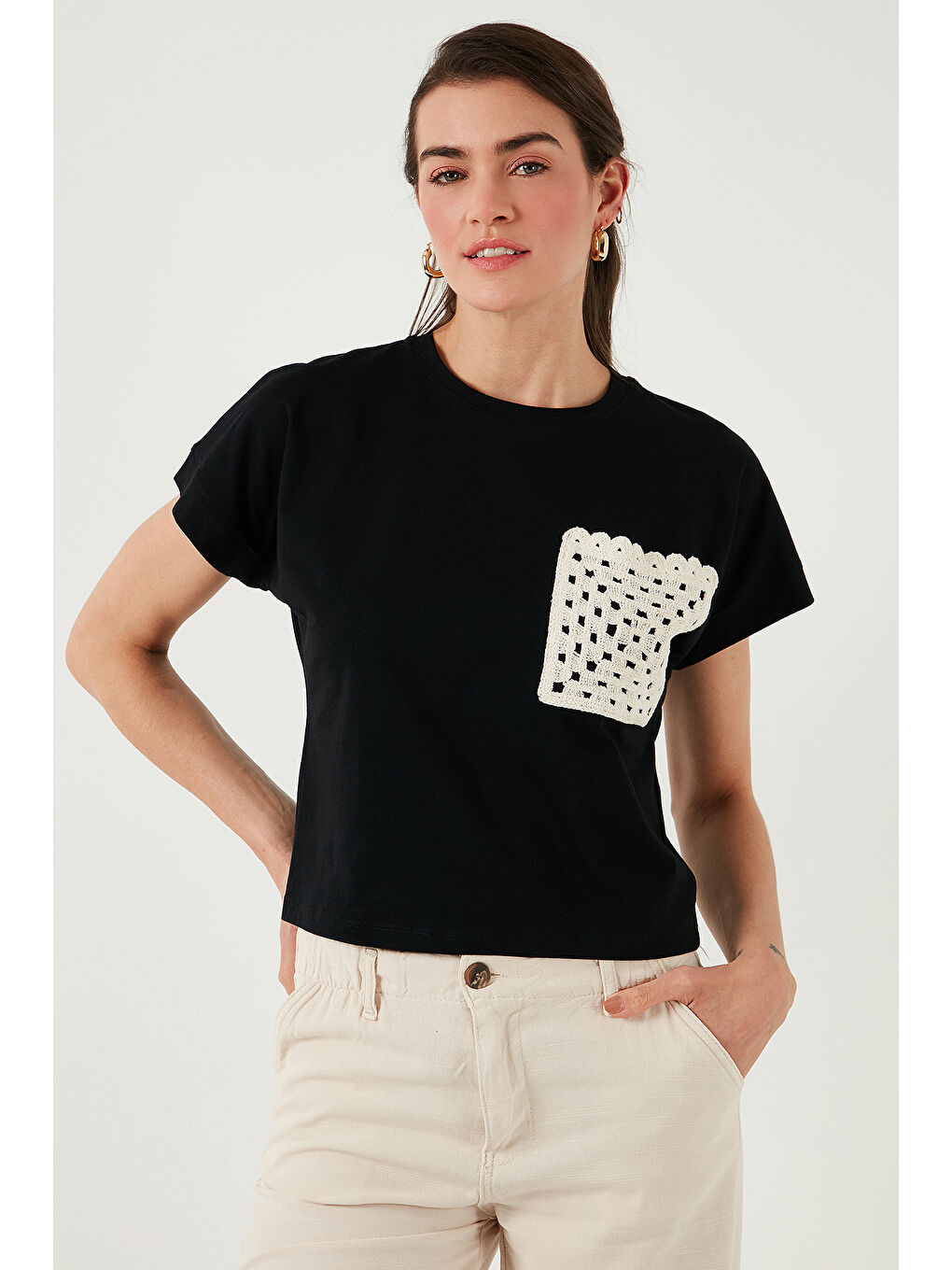 Siyah Pamuklu Tek Cepli Regular Fit Bisiklet Yaka T Shirt 5865818-5