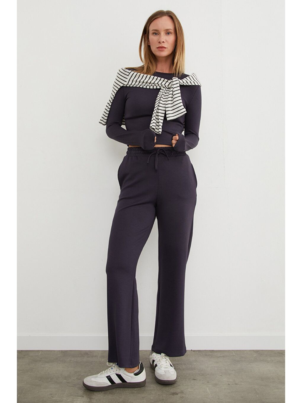 Antrasit Basic Beli Bağlamalı 2 Li Modal Takım-3