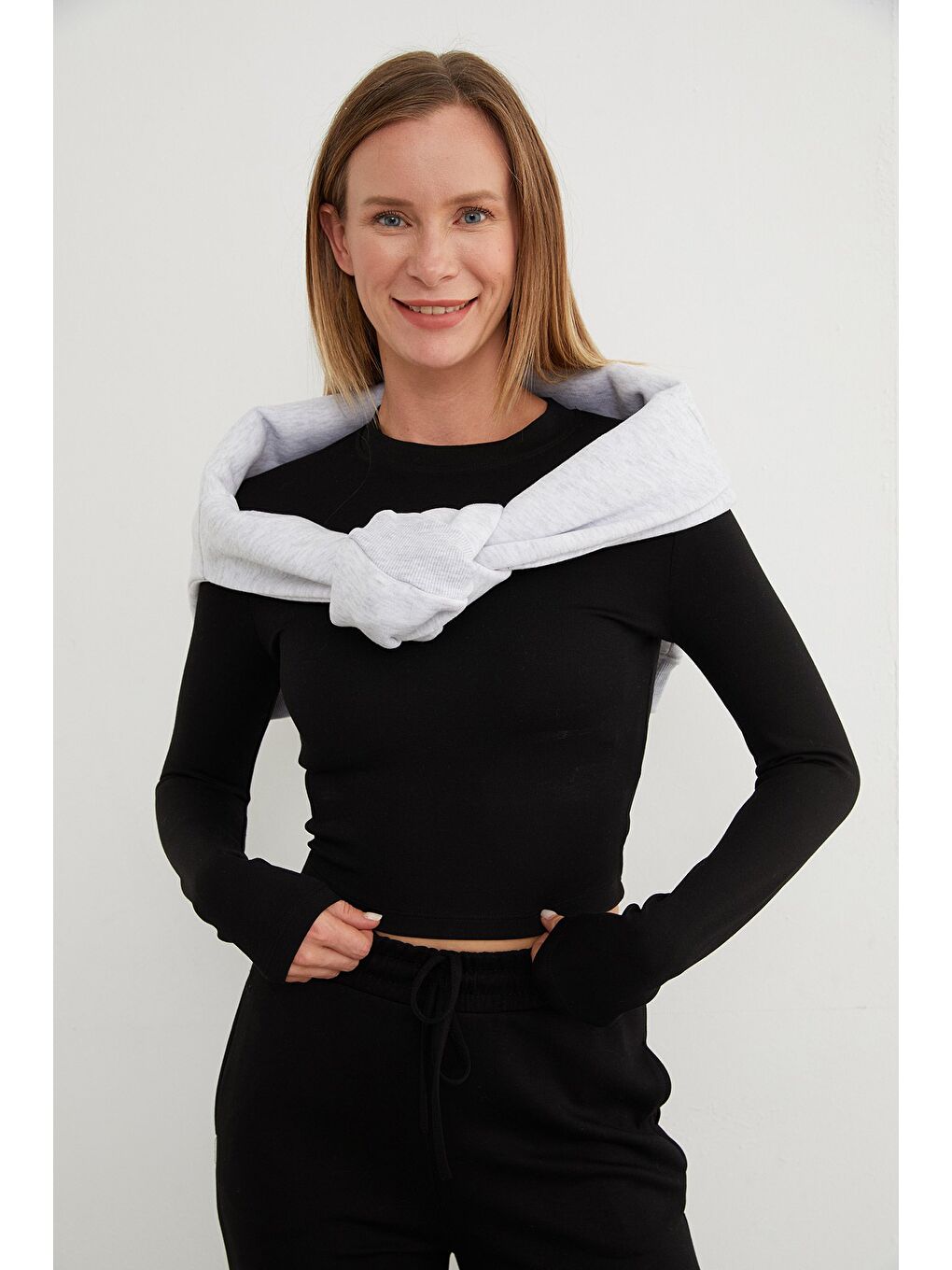 Siyah Basic Beli Bağlamalı 2 Li Modal Takım-1